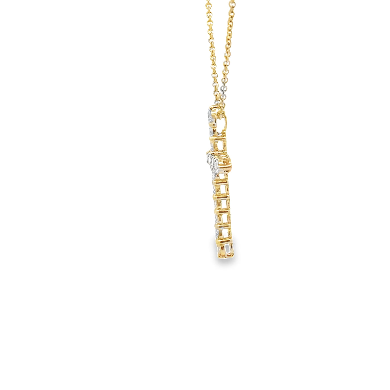 WD1320 Yellow Gold and Diamond Cross Necklace