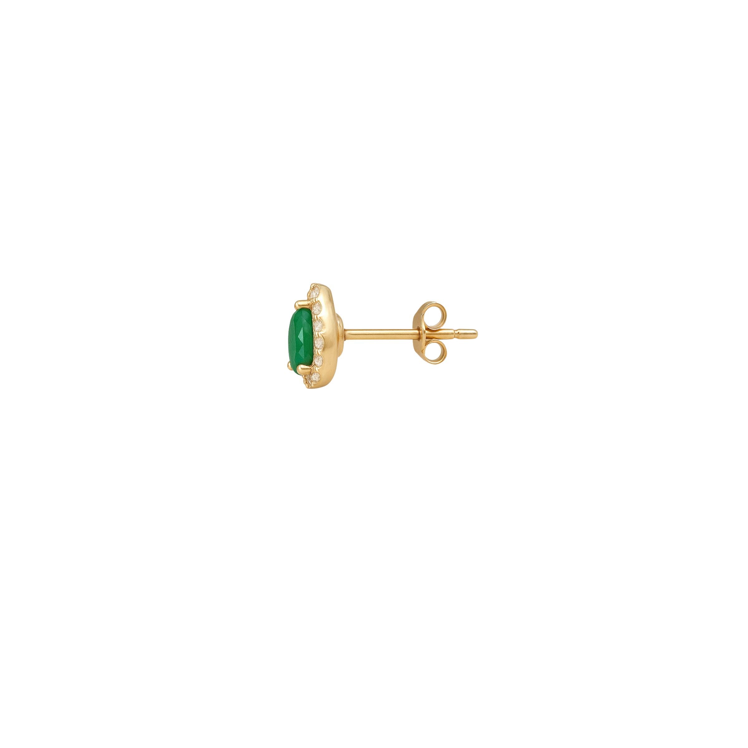 WD1782 14kt Gold Pear shaped Emerald Studs Wirth Diamond Halo