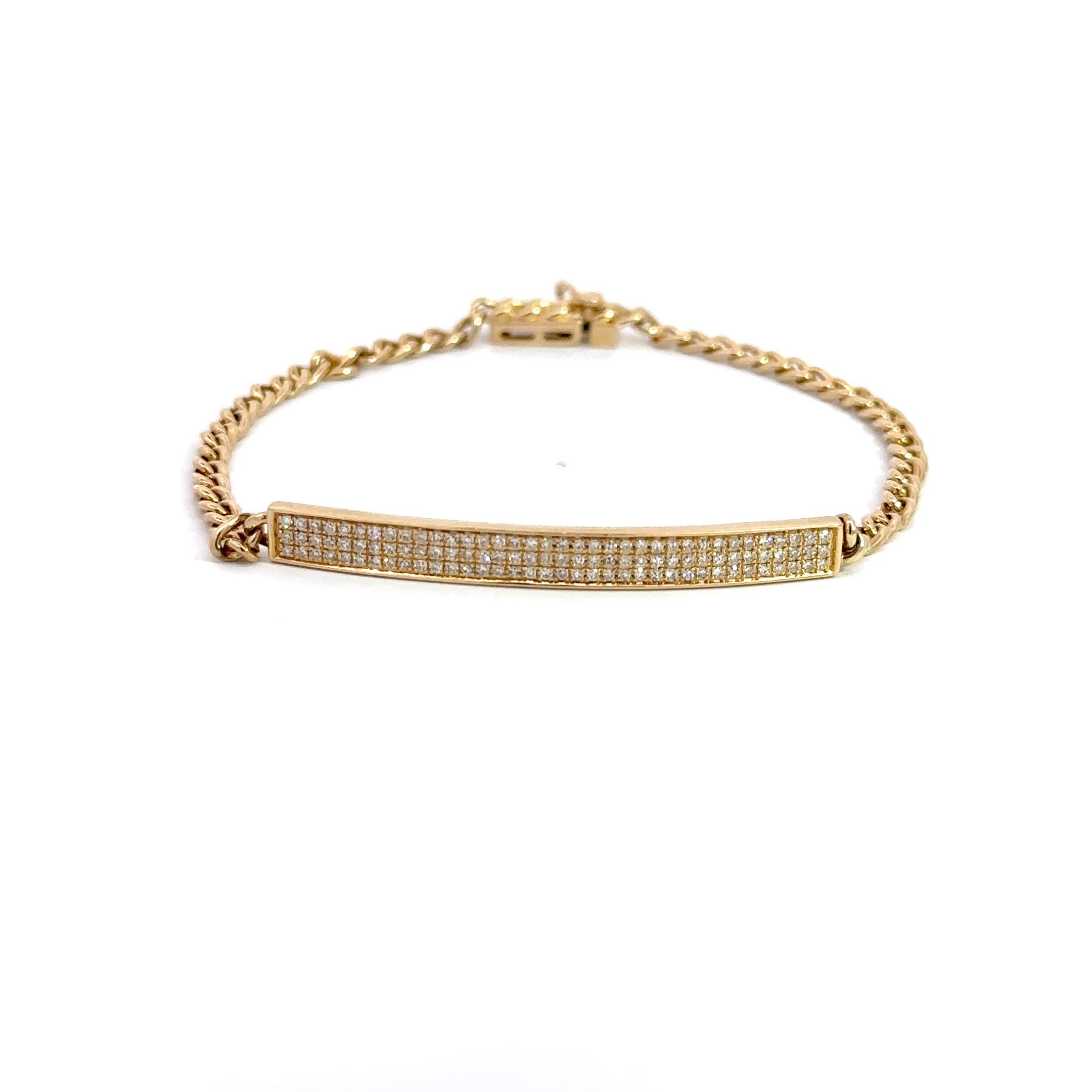 WD1111 14kt gold with diamond id Bracelet