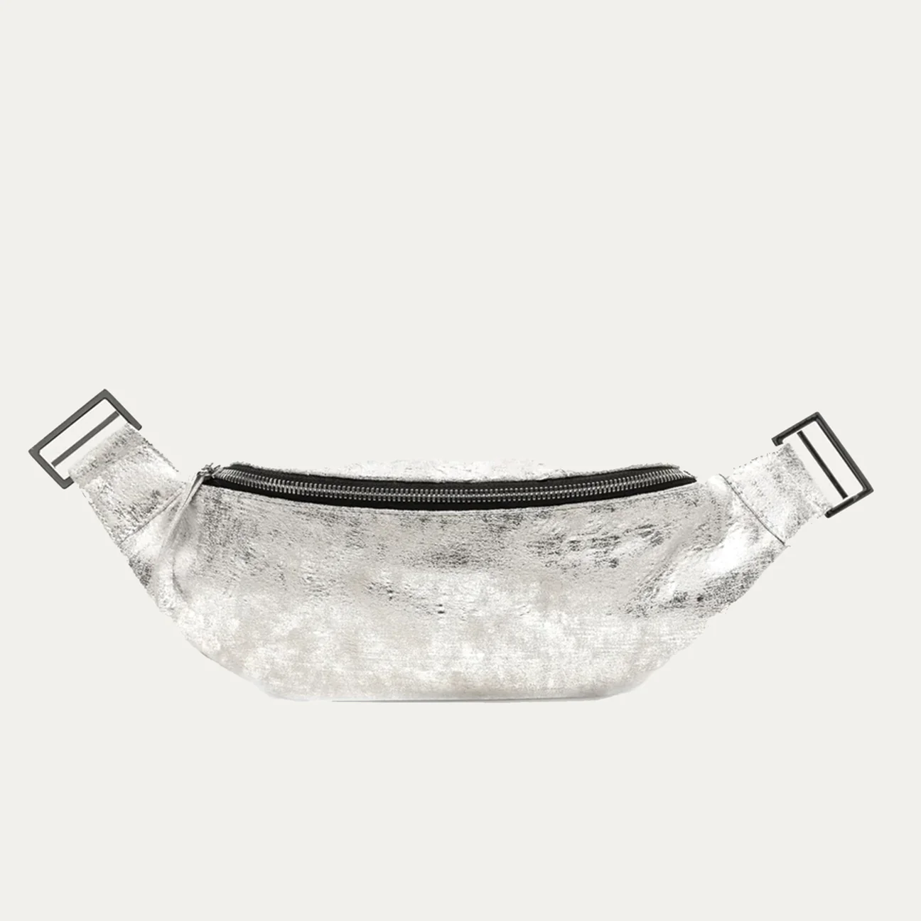 WHT/SLV/MET/FP Fanny Pack + Crossbody Bag | White Silver Metallic + Silver Hardware