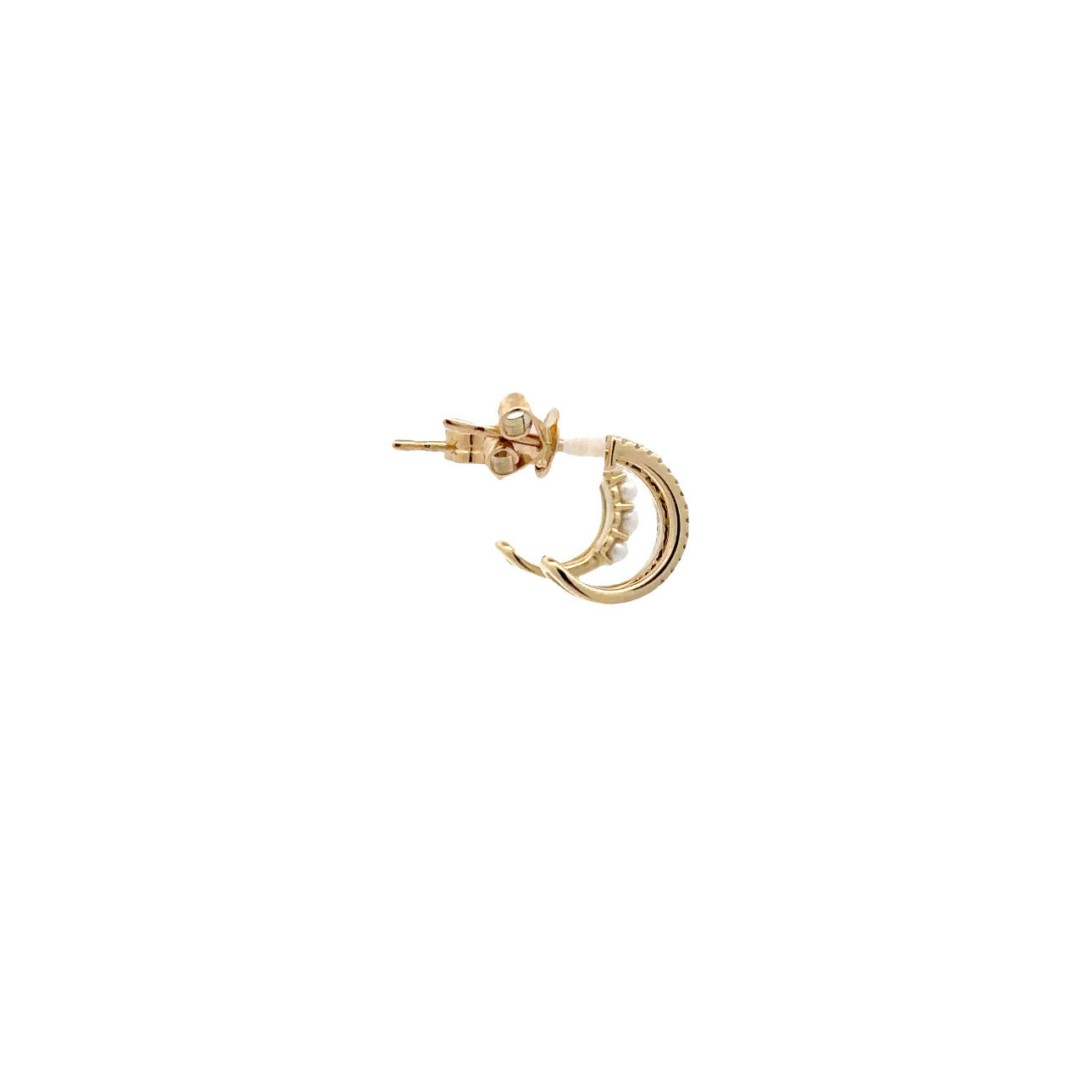 WD1165 14KT GOLD DIAMOND & SEED PEARL HOOPS