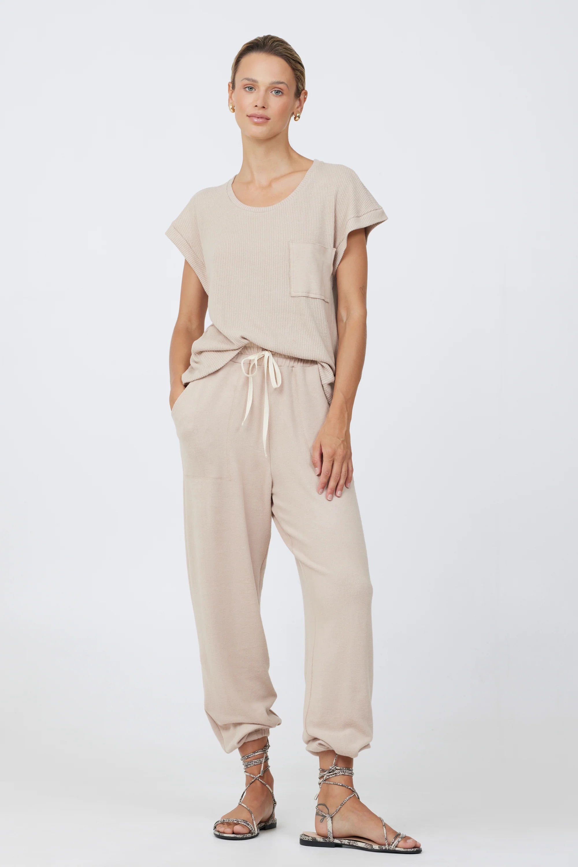 JB13101 AD The Label Rib Mix Cap Sleeve