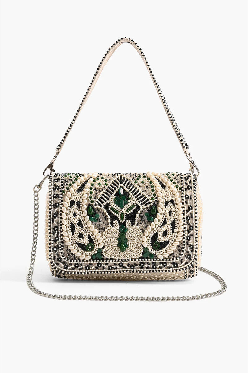 America & Beyond Emerald Stone Embellished Bag