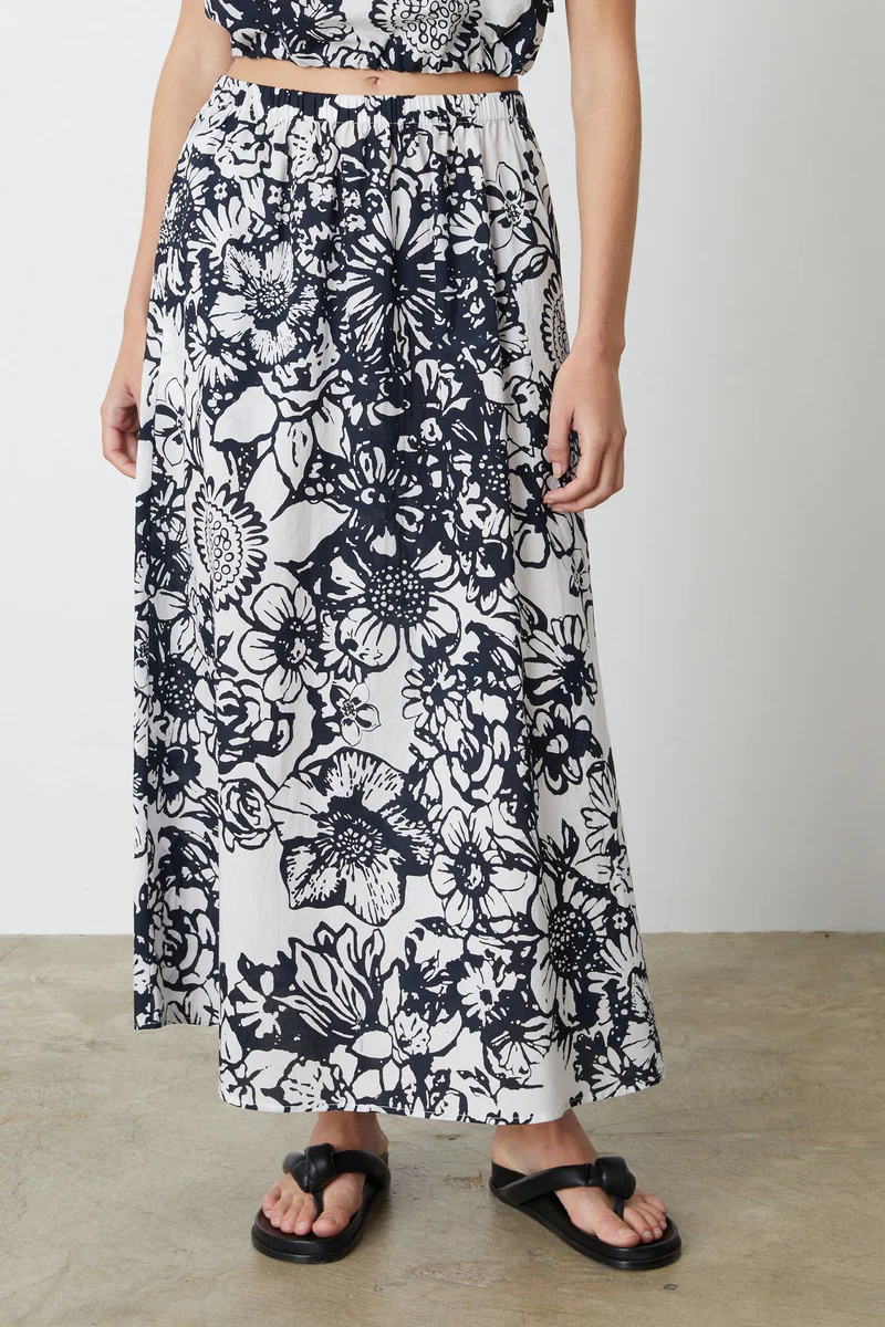 Juliana06b Velvet Clementine Printed Cotton Maxi Skirt