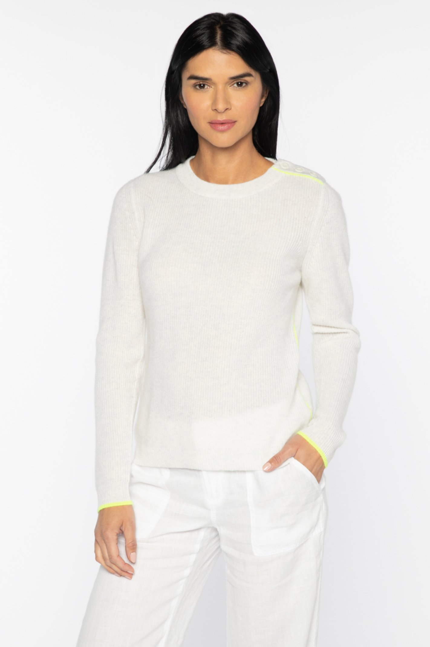 LRSC3-138w Kinross Piped Shoulder Button Crew