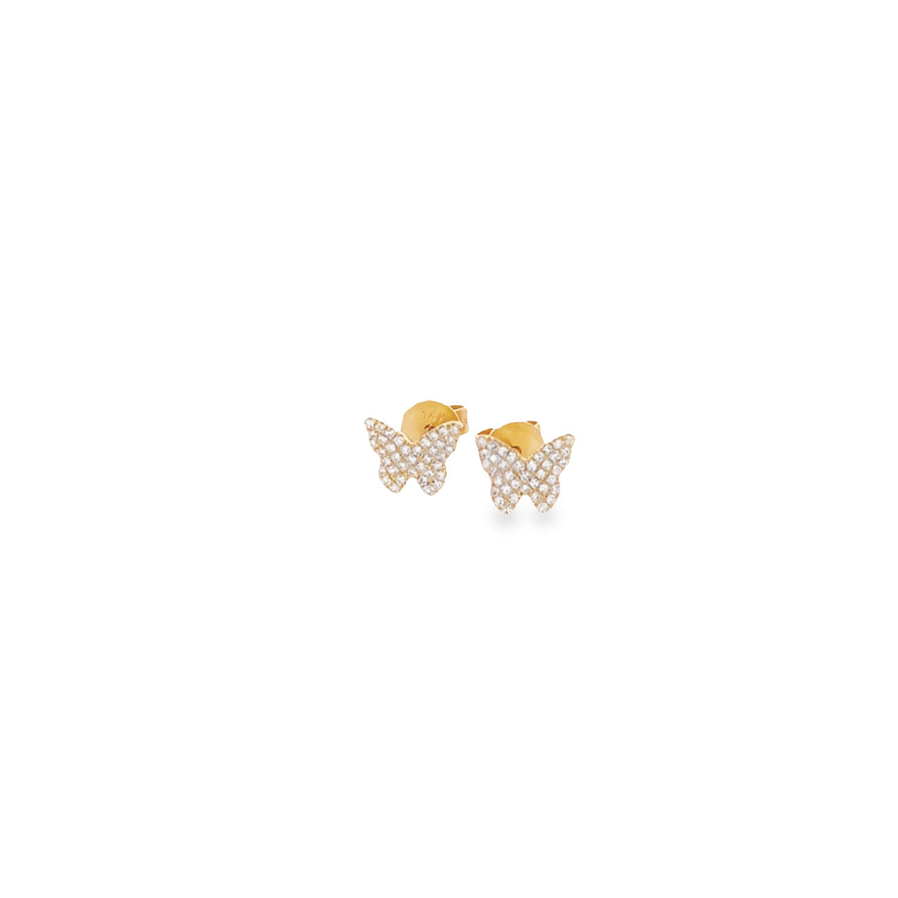 WD1206 14kt Pave Diamond Butterfly Stud Earrings