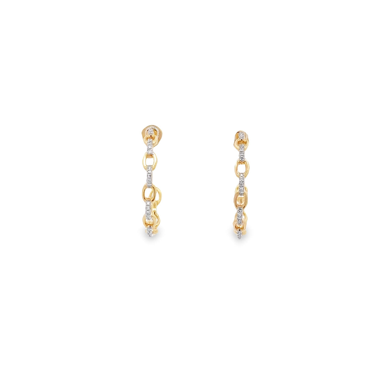 WD1237 14kt Gold Link Chain Hoop Earring with Diamond Detail