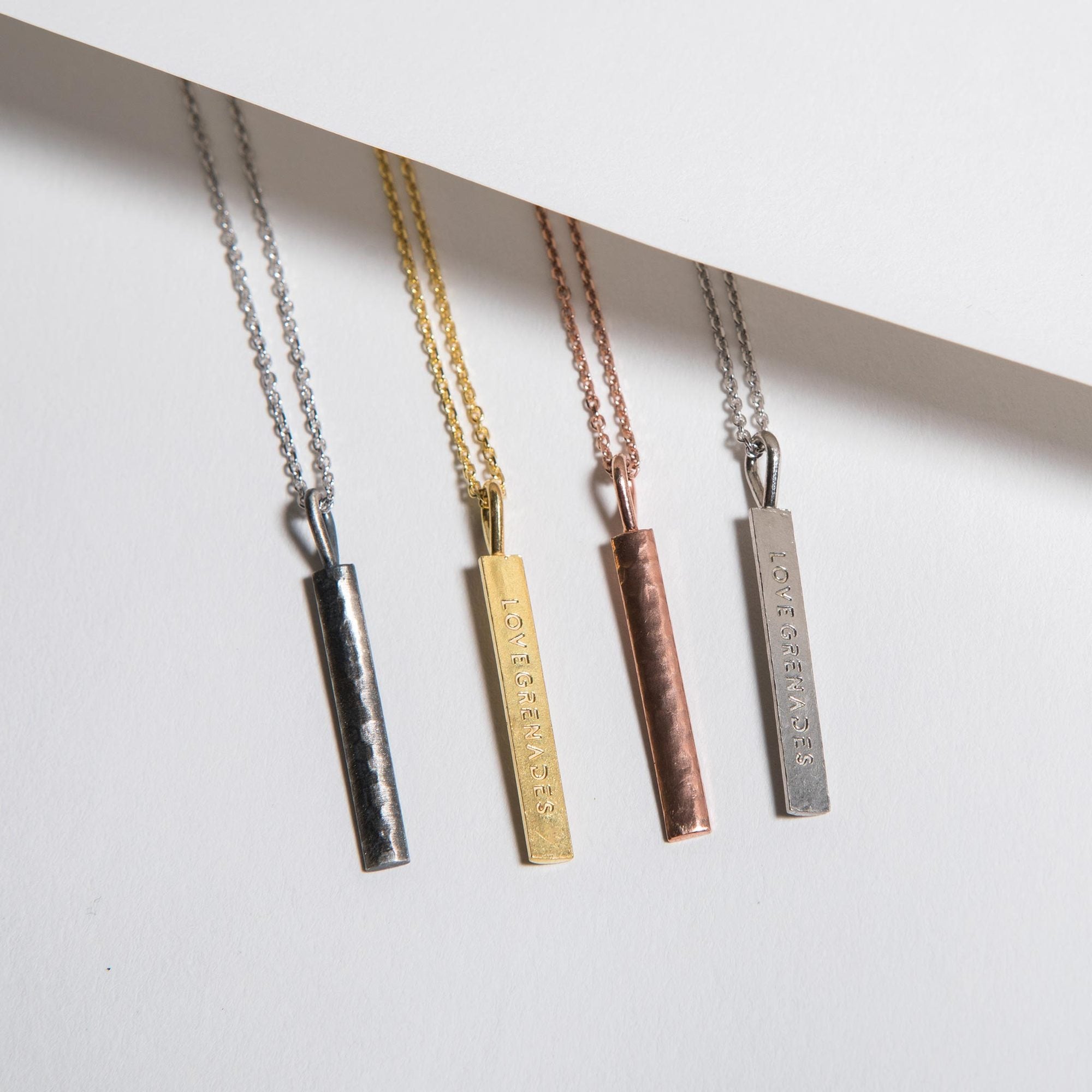 LG109 LOVE Grenades Sterling Silver Base with 14kt plating TNT Stick W/18inch linked chain