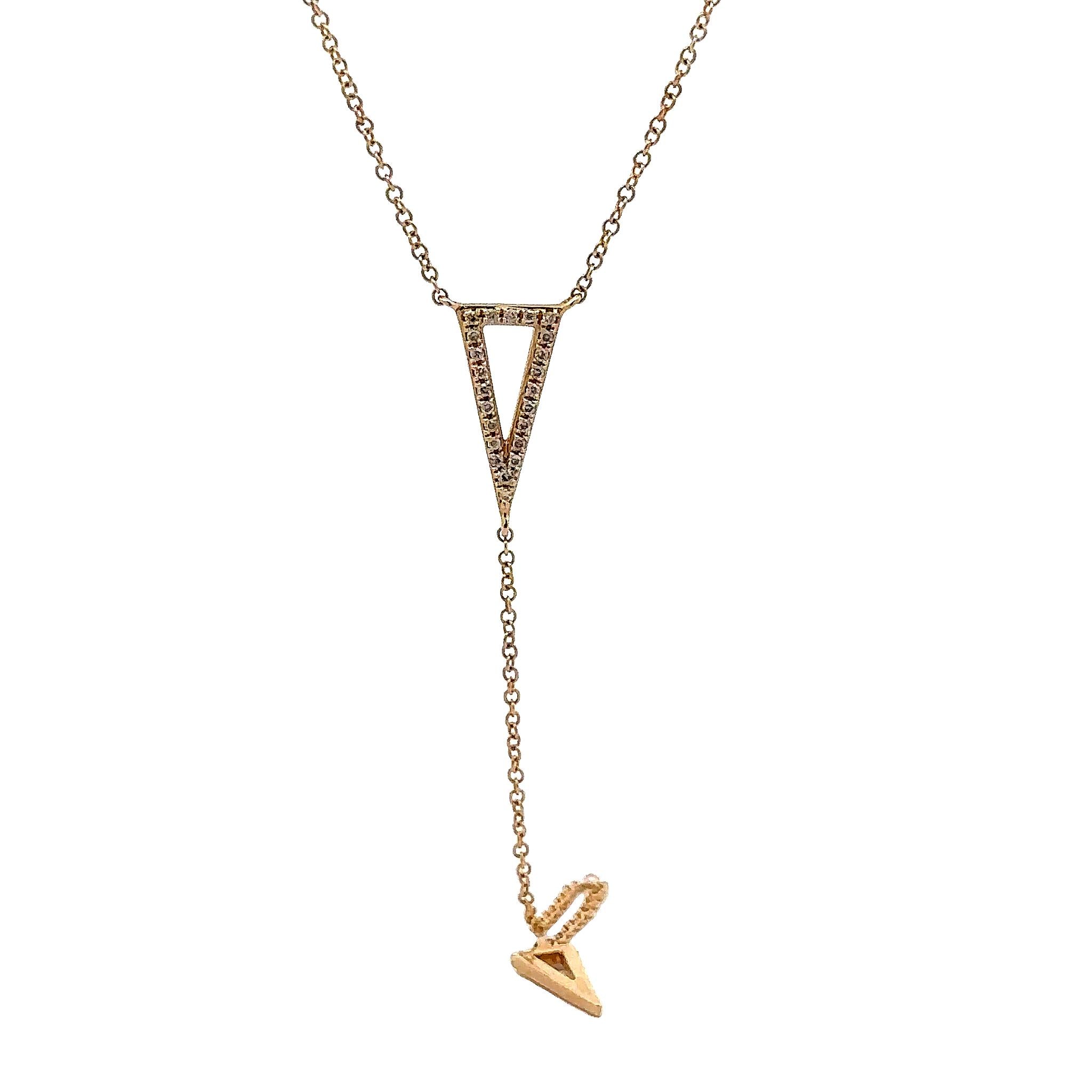 WD1791 14kt Gold Triangle Lariat Necklace with Diamond Accents