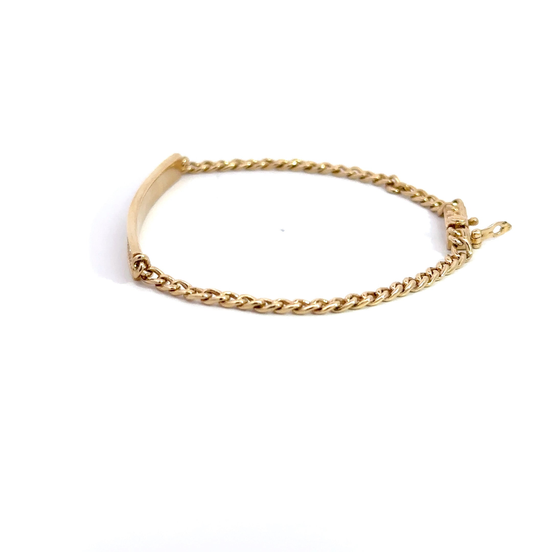 WD1111 14kt gold with diamond id Bracelet
