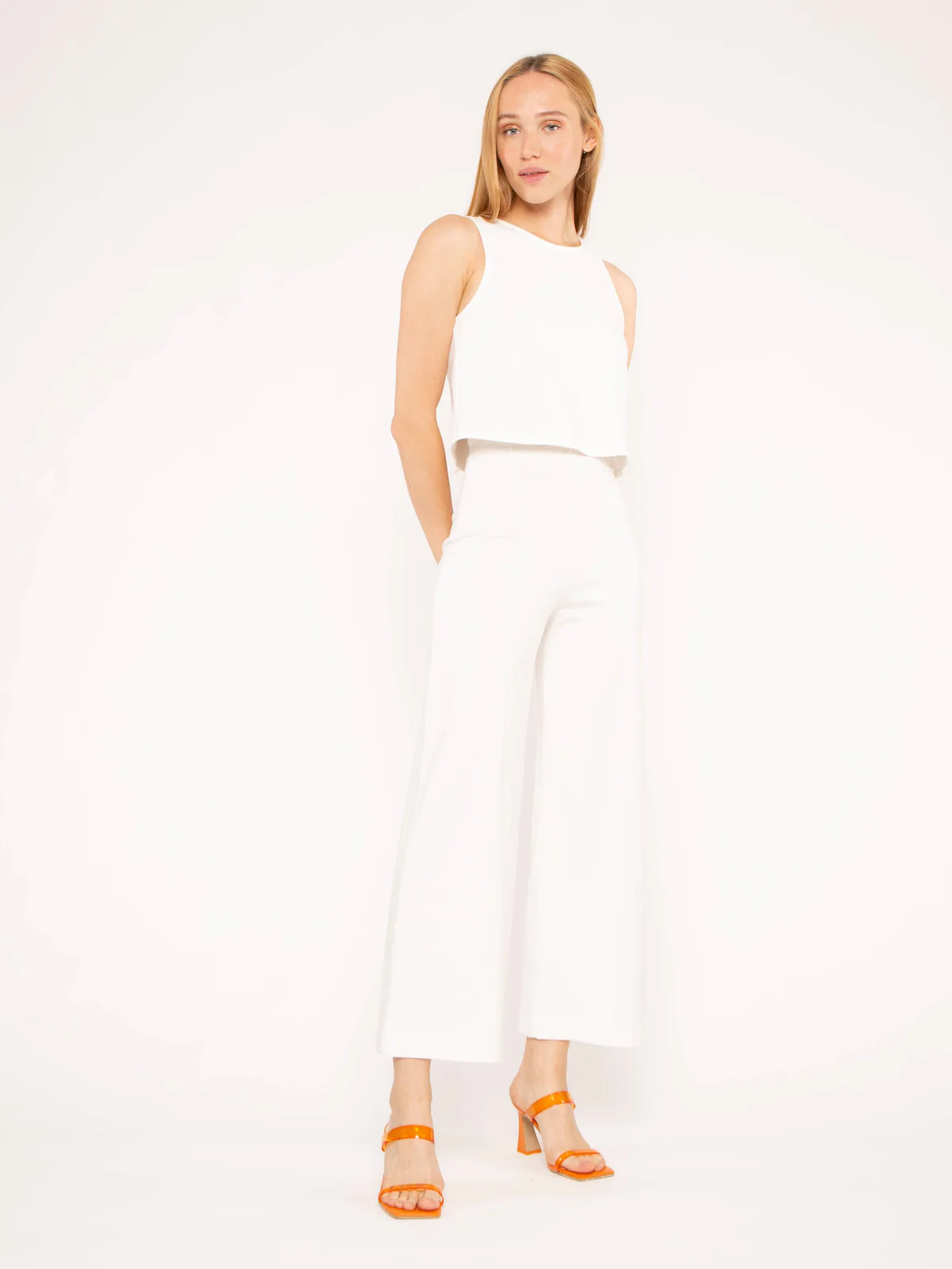 1362ow Ripley Rader Off-White Ponte Knit Straight Leg Pant: Cropped