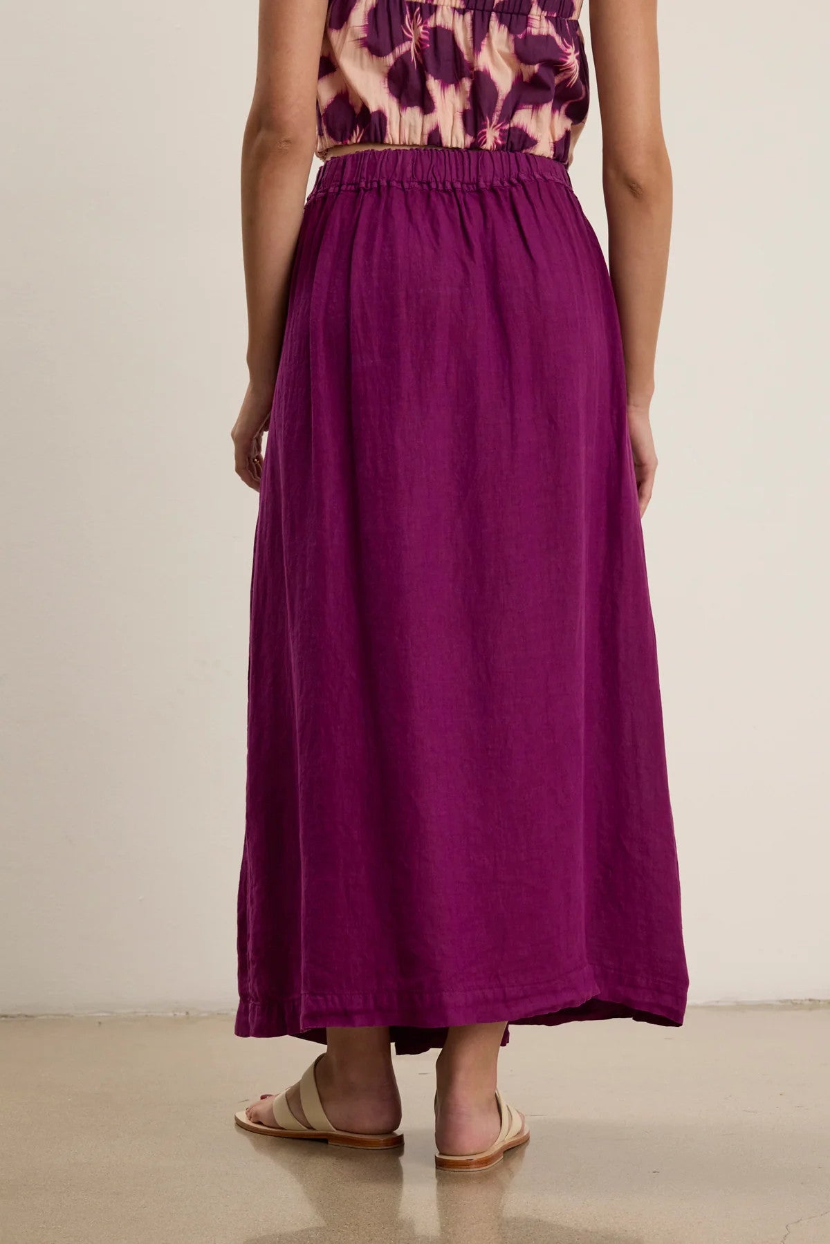 LINDA07g Velvet Maxi Linen Skirt