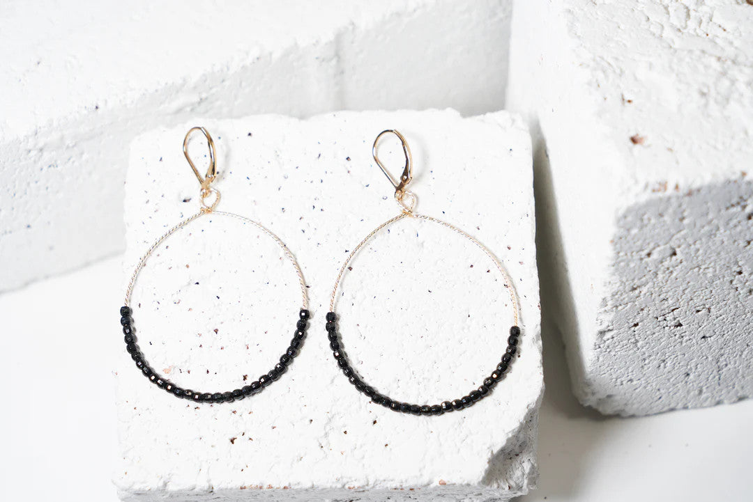 LG120 LOVE Grenades 14kt goldfill with blacken sterling beads earrings