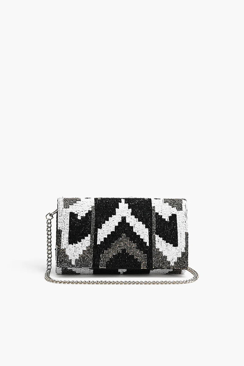 America & Beyond Ikat Noir Elegance Clutch
