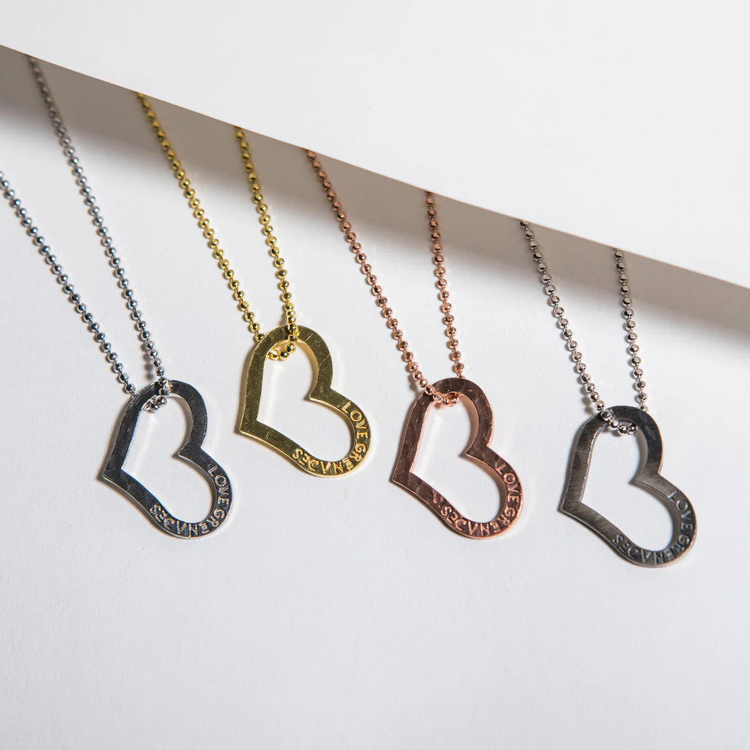 LG103 LOVE GRENADES Large open heart Necklace