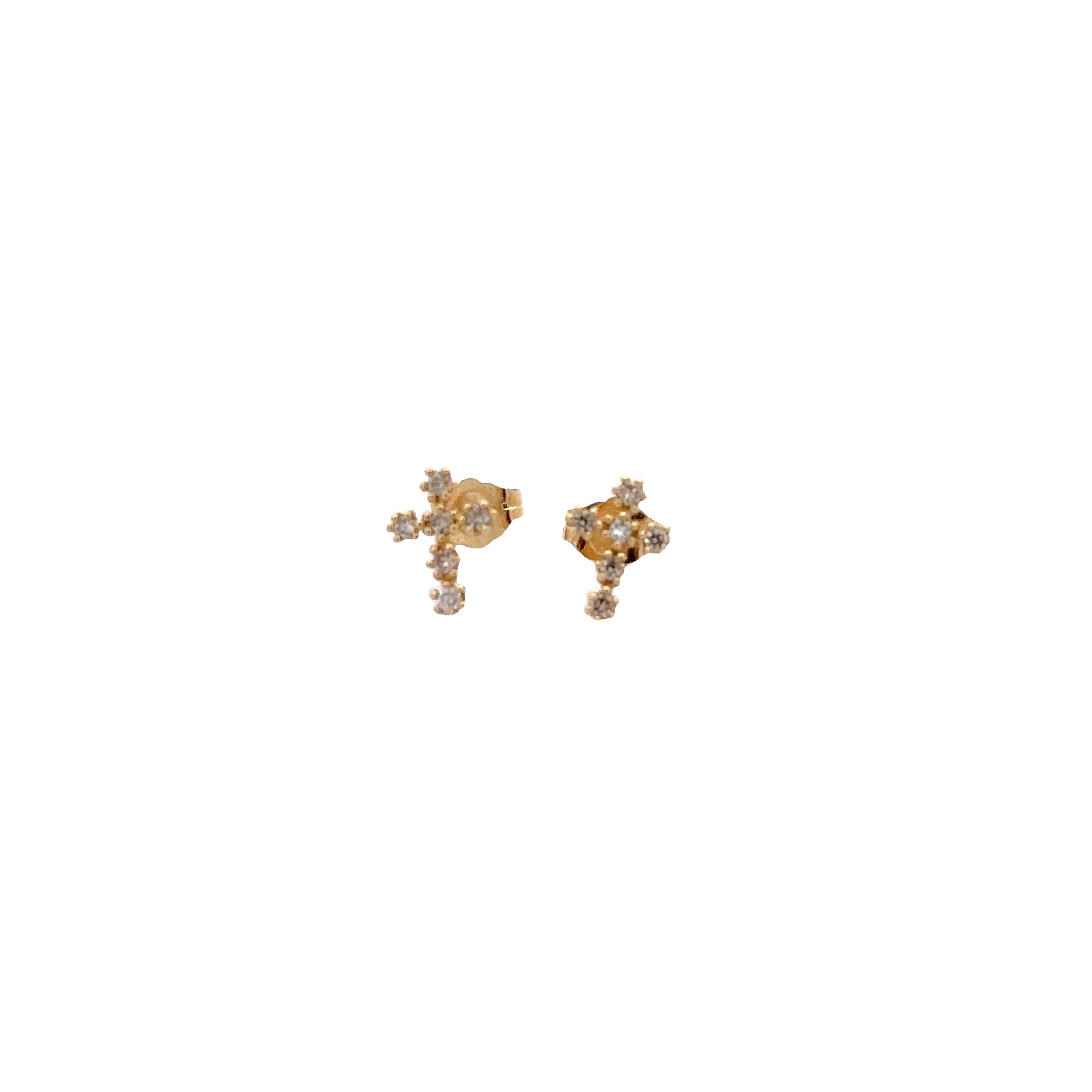 WD605 Beaded set Diamond Cross Studs