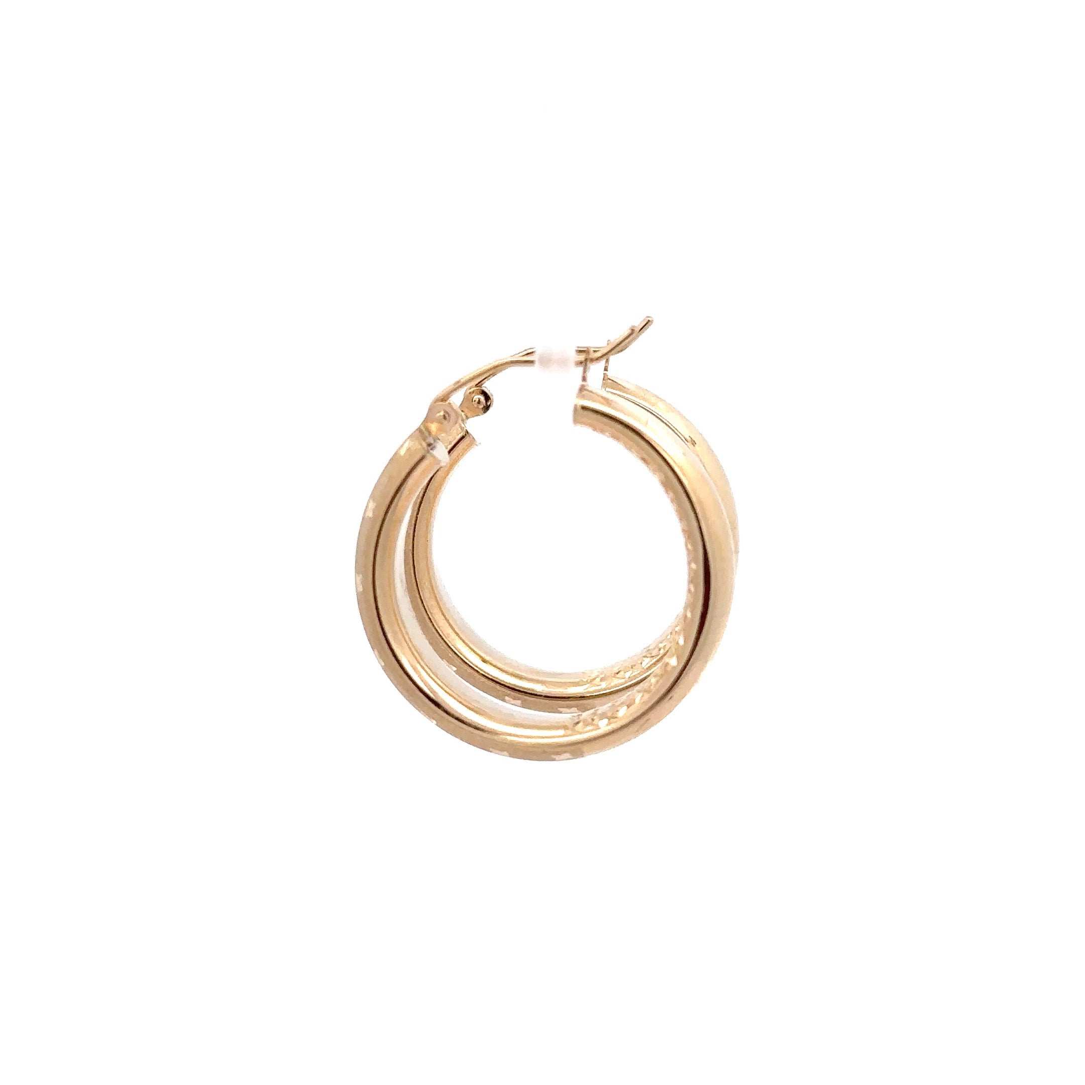 WD1155 14kt Gold Diamond Cut Detail Design Hoop 1"