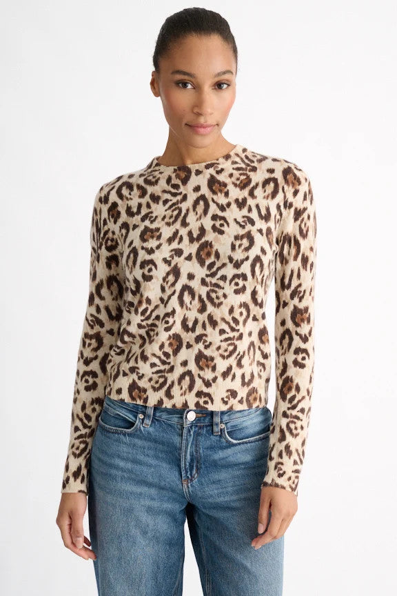 LFSC6-260Ap KINROSS Animal Print Crew Sweater