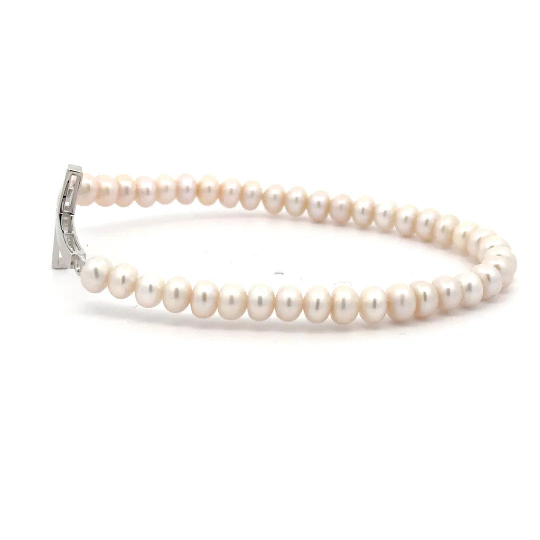 LG133 Faith Sterling Silver and Freshwater Pearl Bracelet