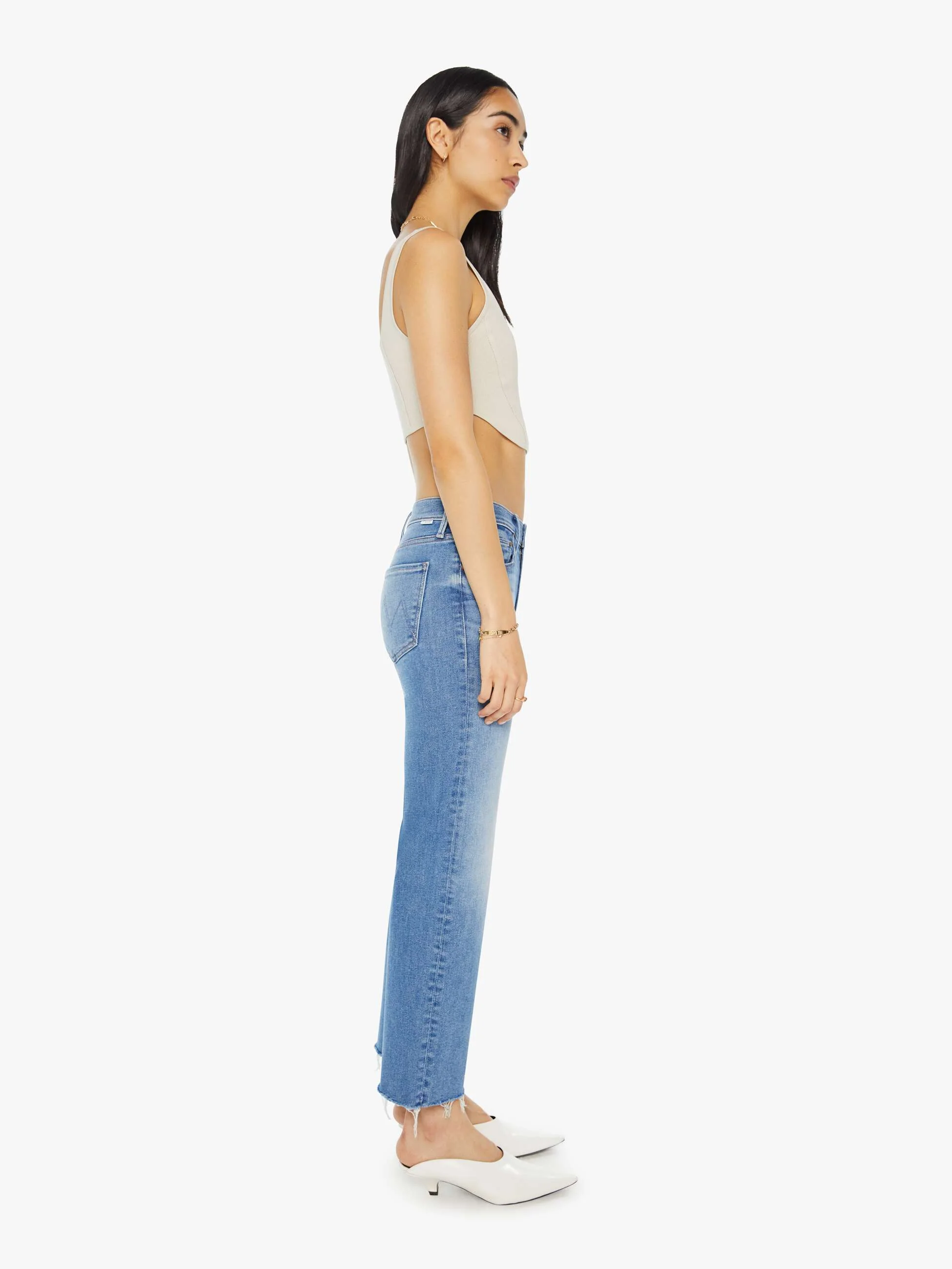 10857-1517ejr MOTHER The Mid Rise Rambler Zip Ankle Fray