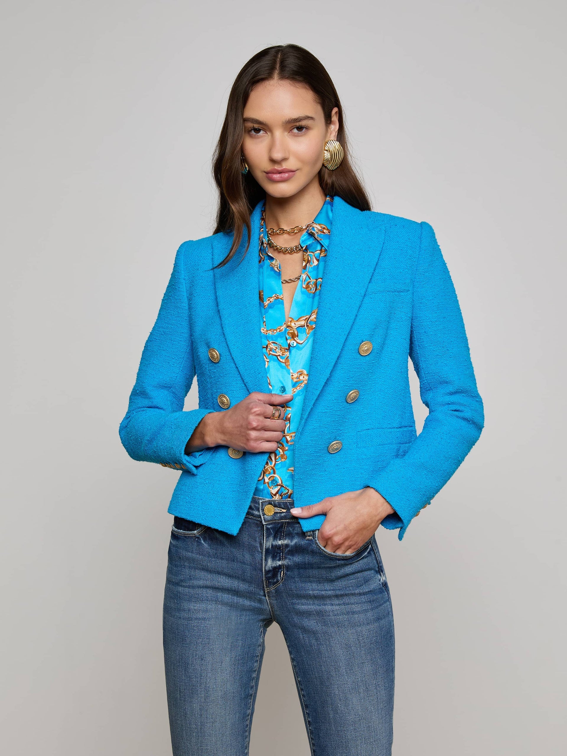 1626FQPdrsg L'AGENCE Brooke Tweed Blazer