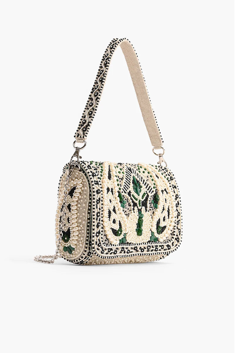 America & Beyond Emerald Stone Embellished Bag