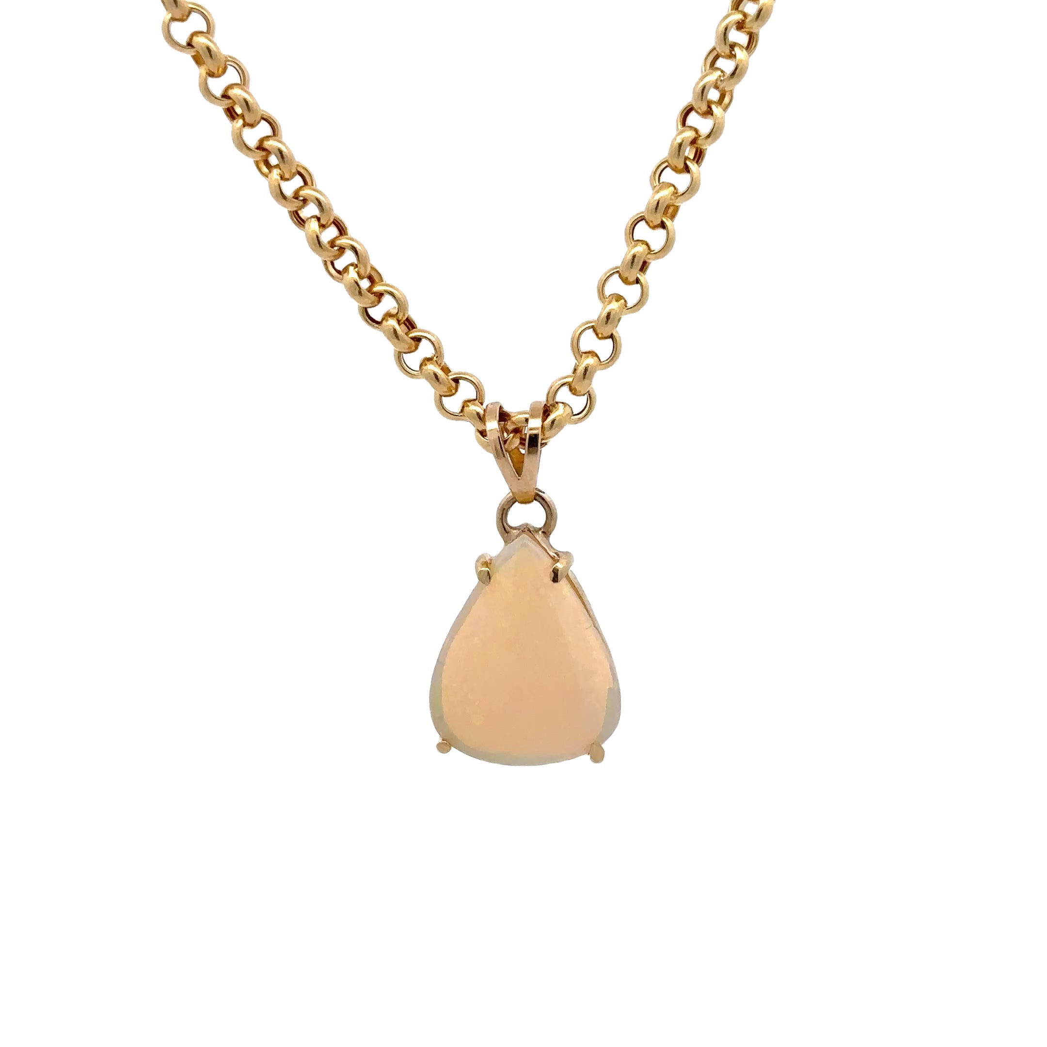 WD1763 14kt Gold Polo Chain with Pear Shaped Opal