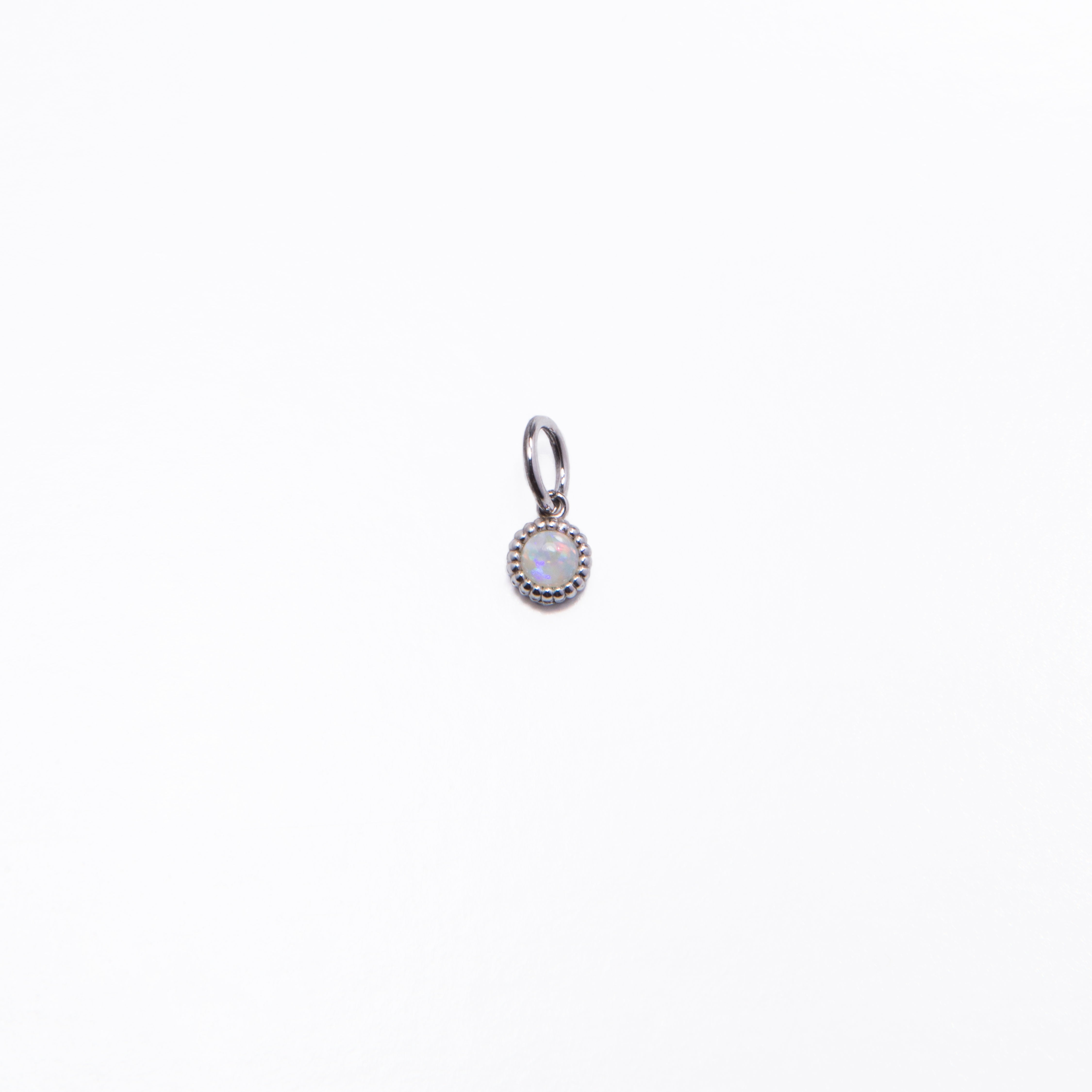 WD136 Opal October Birthstone - 14kt Opal Pebble Charm