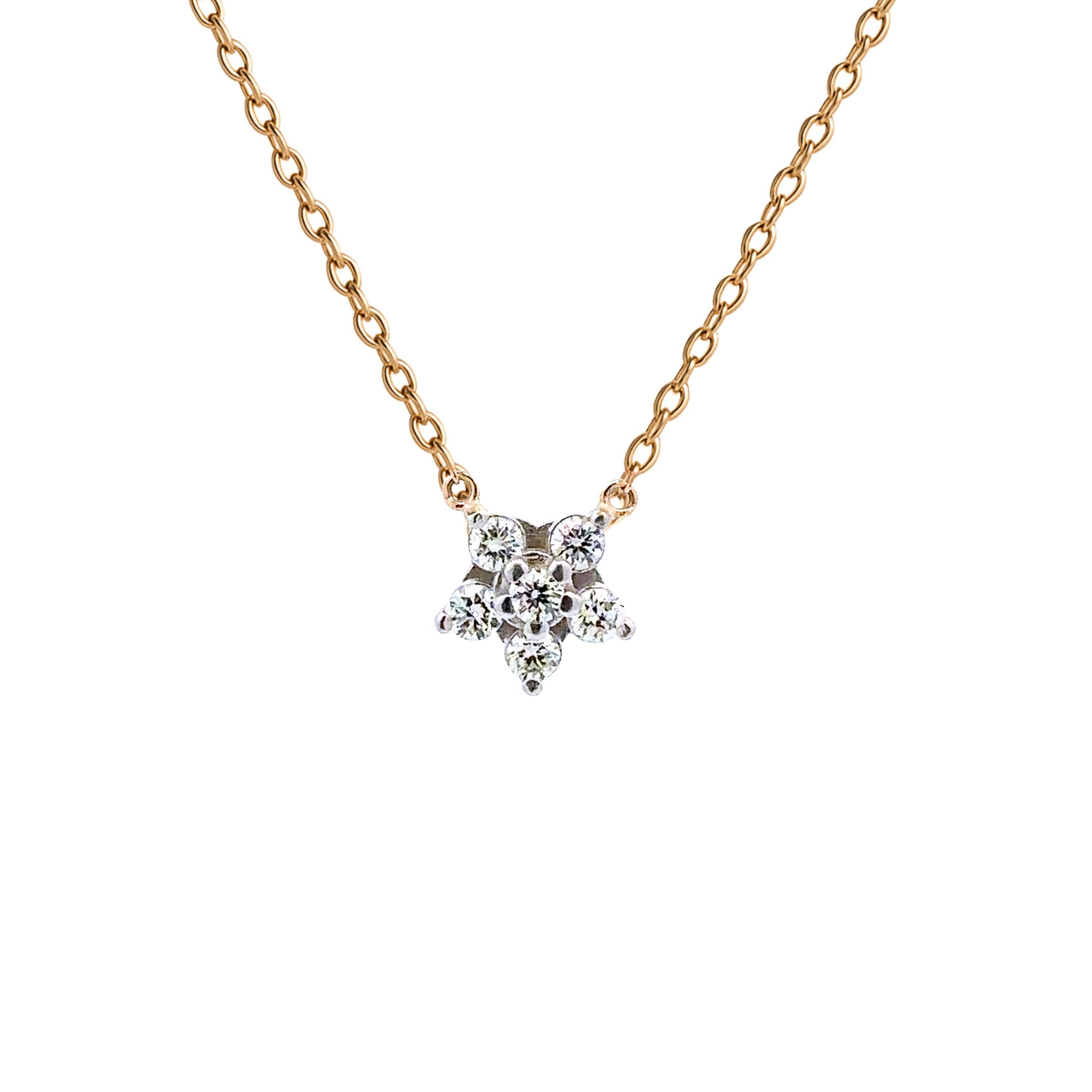 WD1778 14kt Gold Diamond Flower Necklace