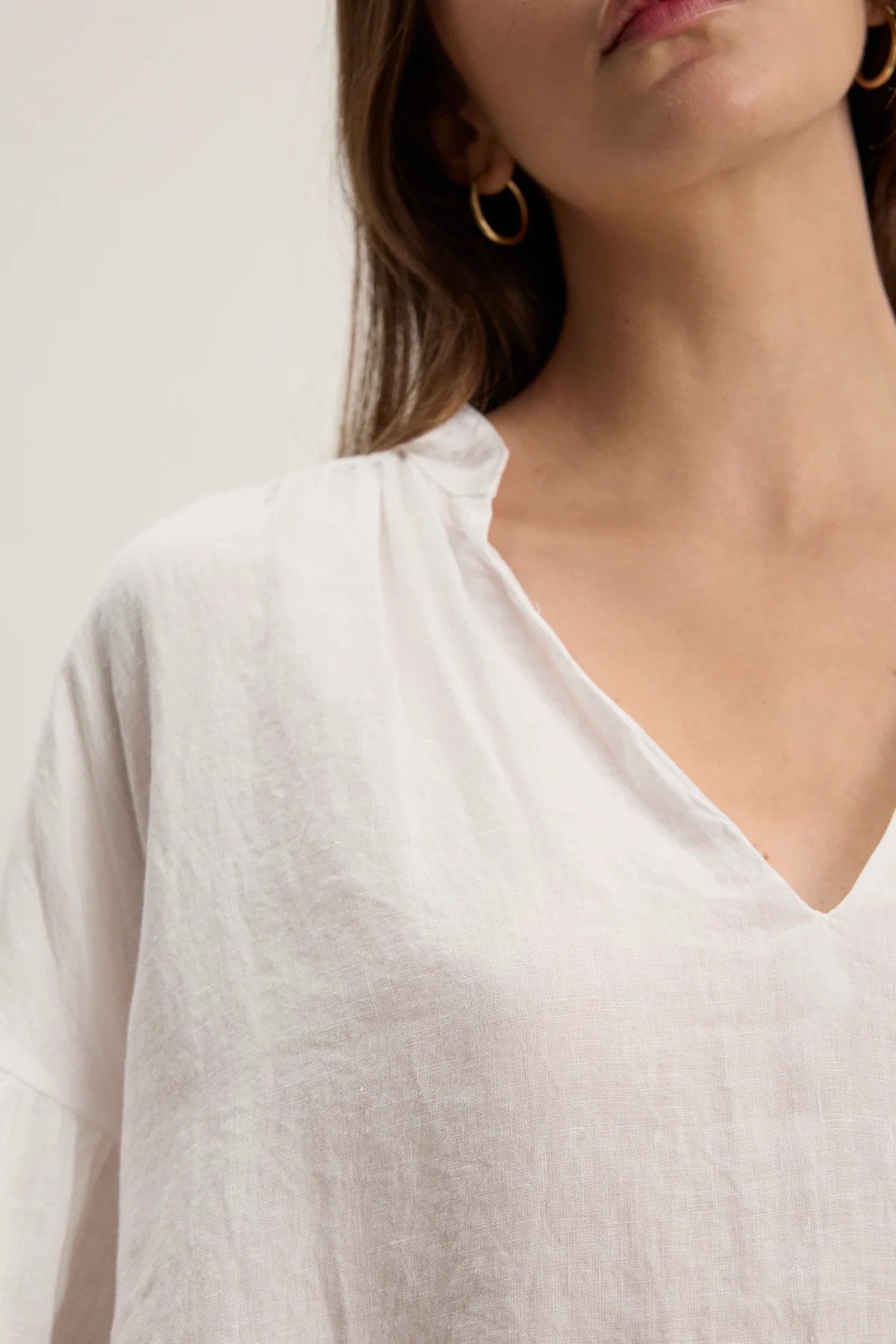 RAYE07w Velvet Woven Linen Top