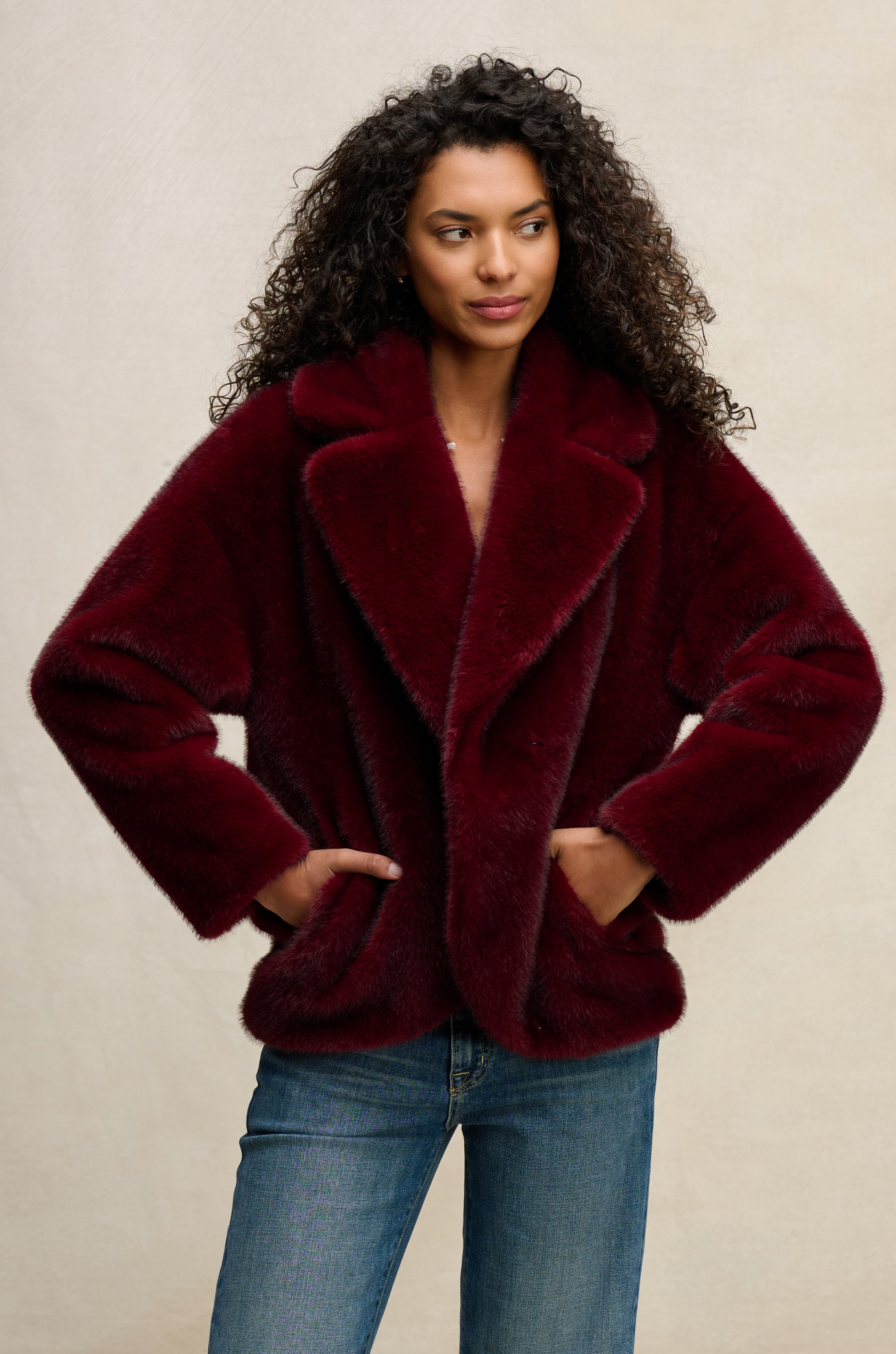 CAROLYN07bur velvet Longsleeve Fur Jacket