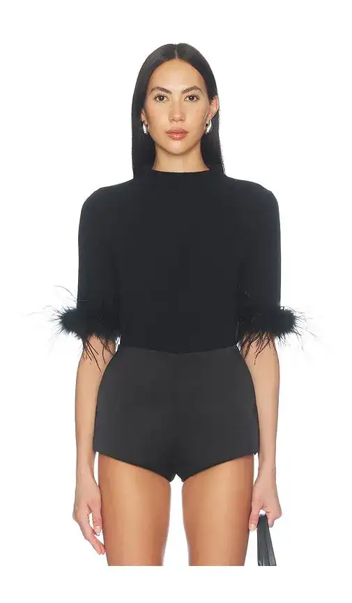 Sw8627 W.Cashmere The Alaiya Sweater Short Sleeve w Feathers