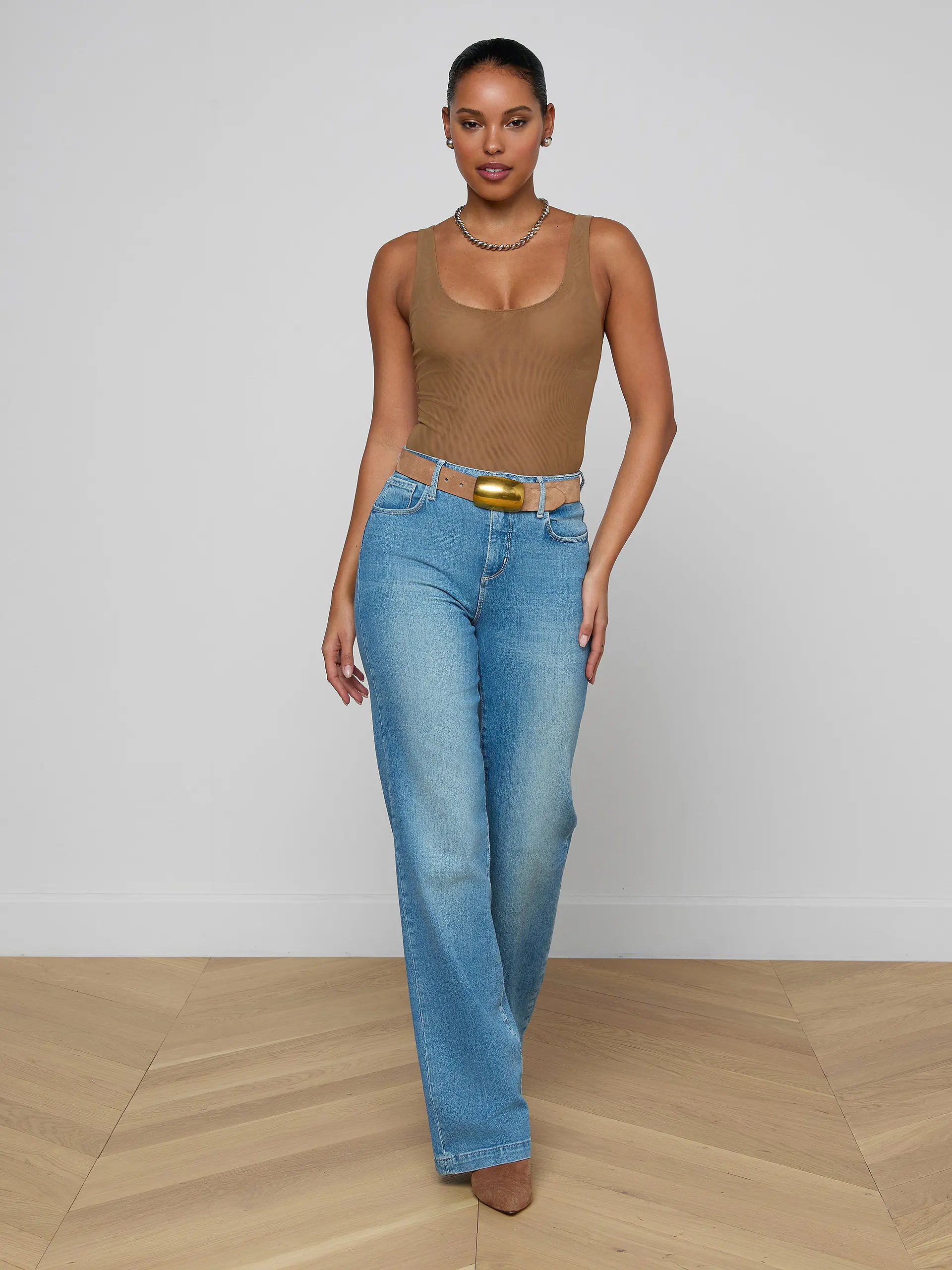5842PRMdkmk L'AGENCE Kalea Mesh Bodysuit