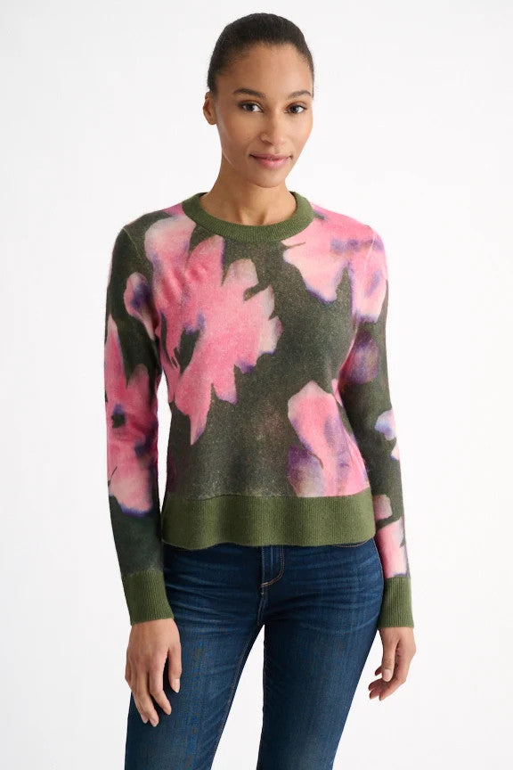LFSC6-192o KINROSS Highland Blooms Crew Sweater