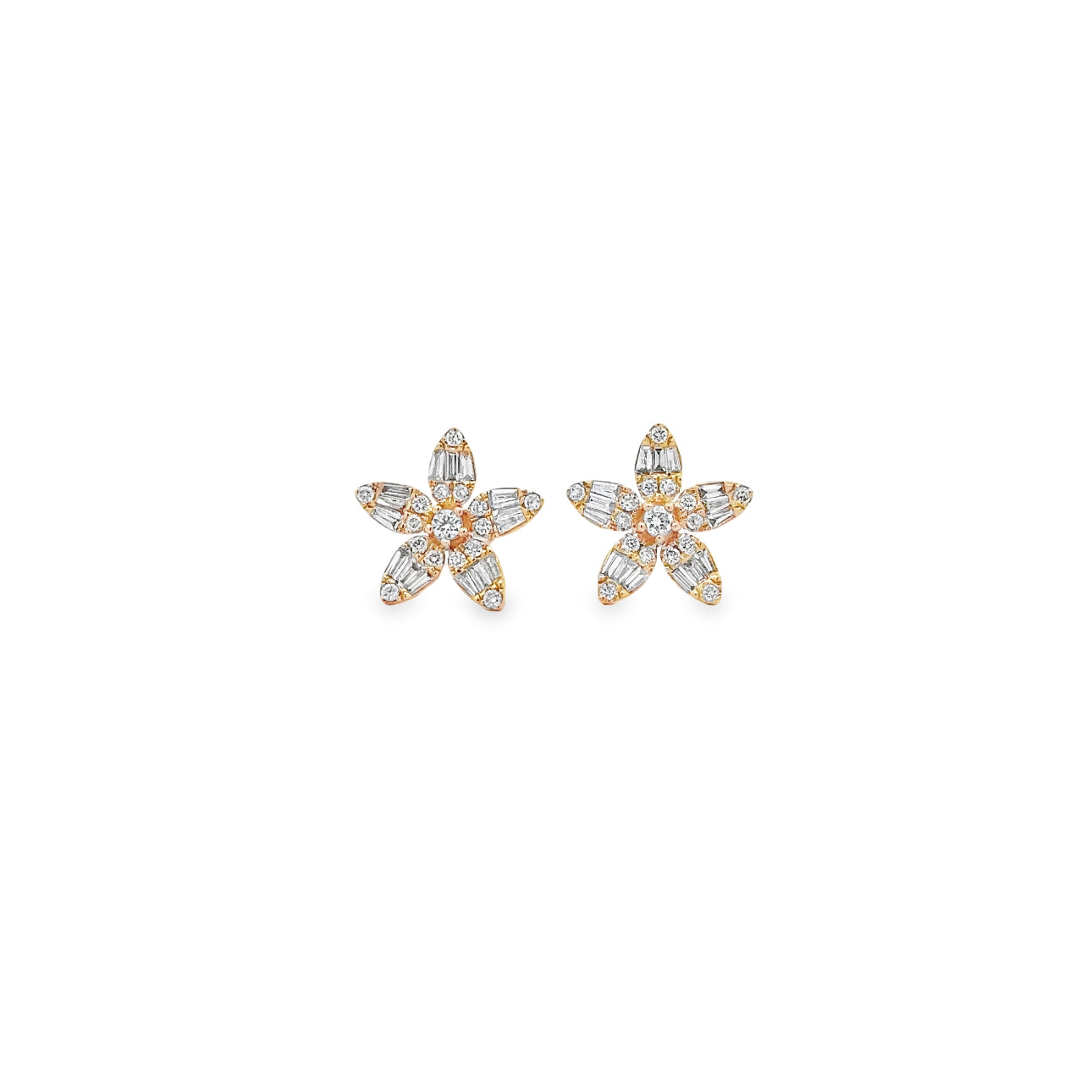 WD1298 14kt Gold 5 Petal Diamond Earrings