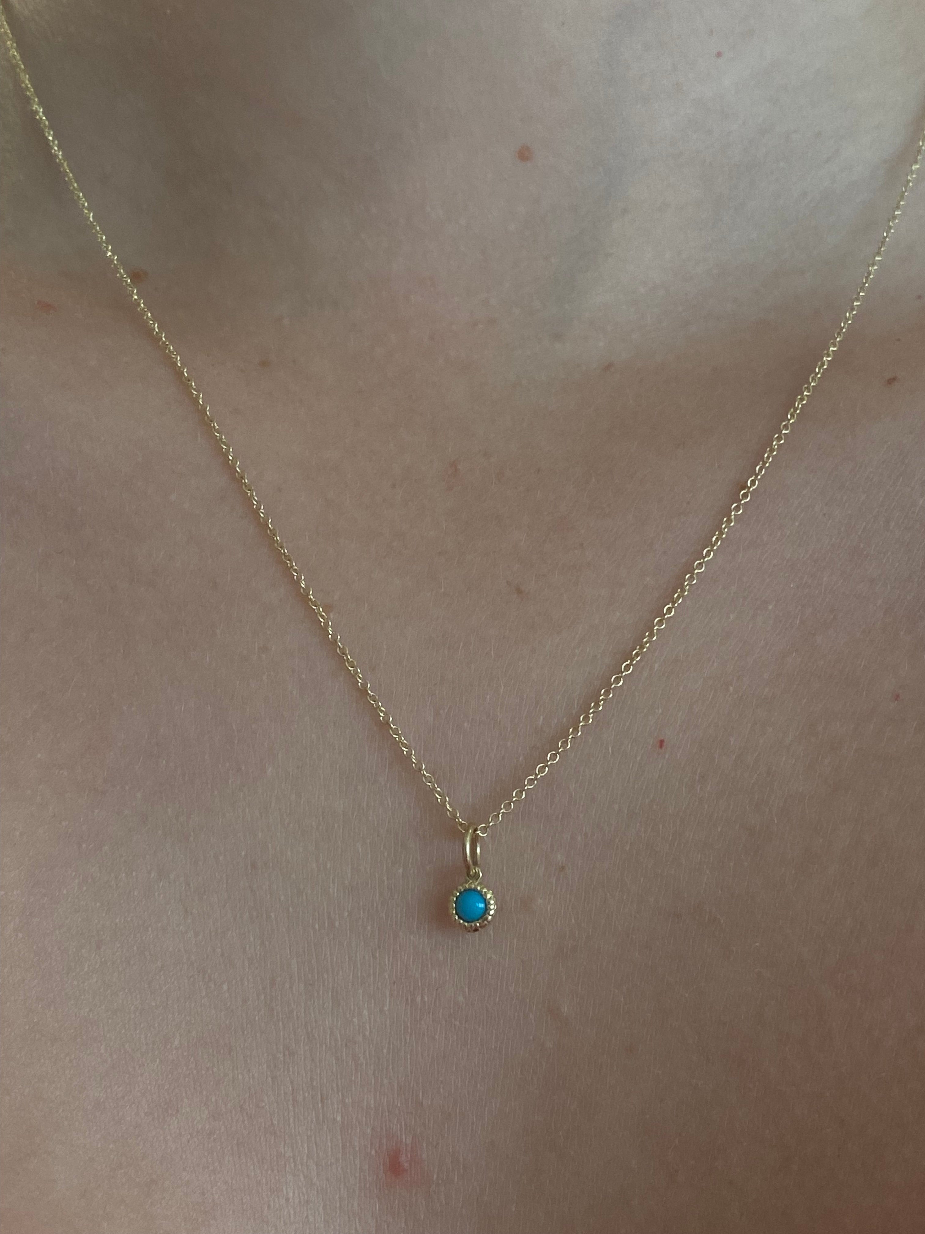 WD136 Turquoise December Birthstone - 14kt Turquoise Pebble charm