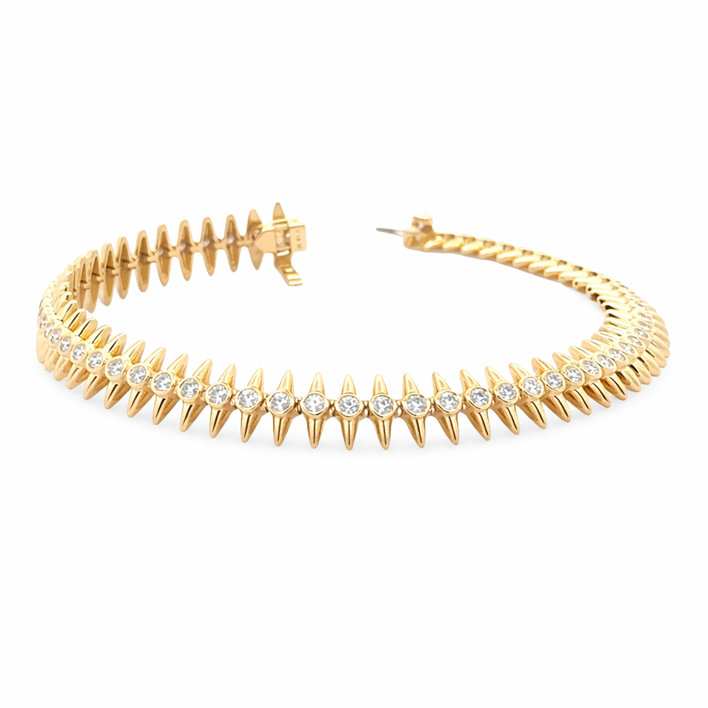17441DWB4YNA1 14kt Gold Spiked Diamond Bracelet
