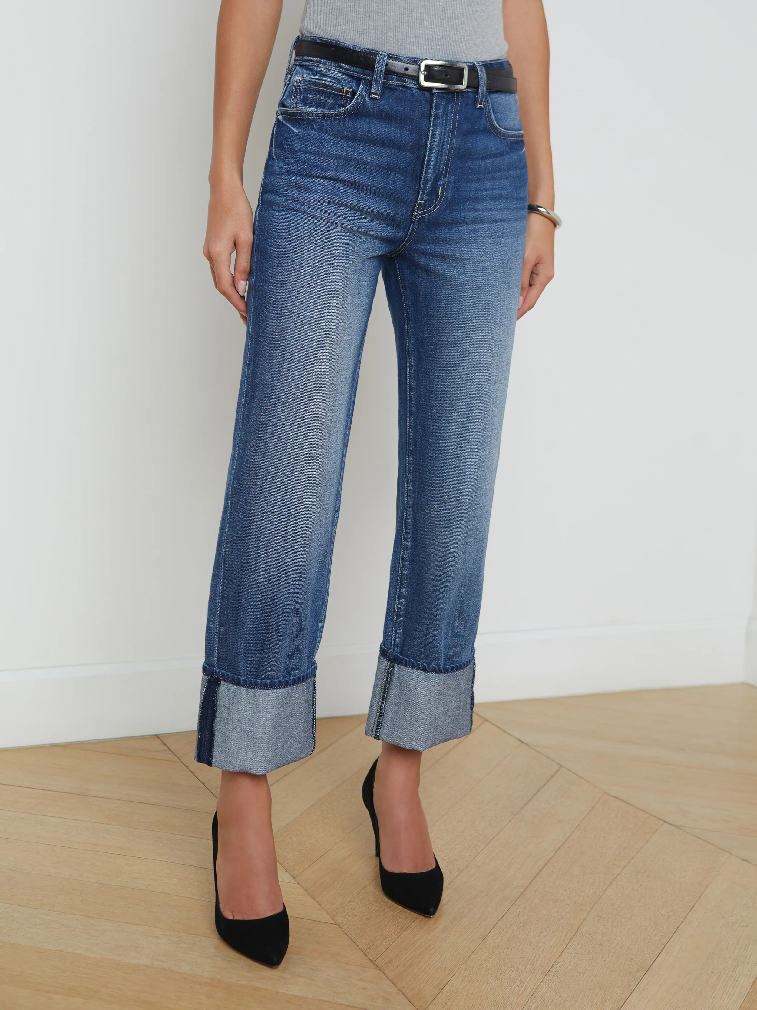2915YROa L'AGENCE Leighton Cuffed Stovepipe Jean