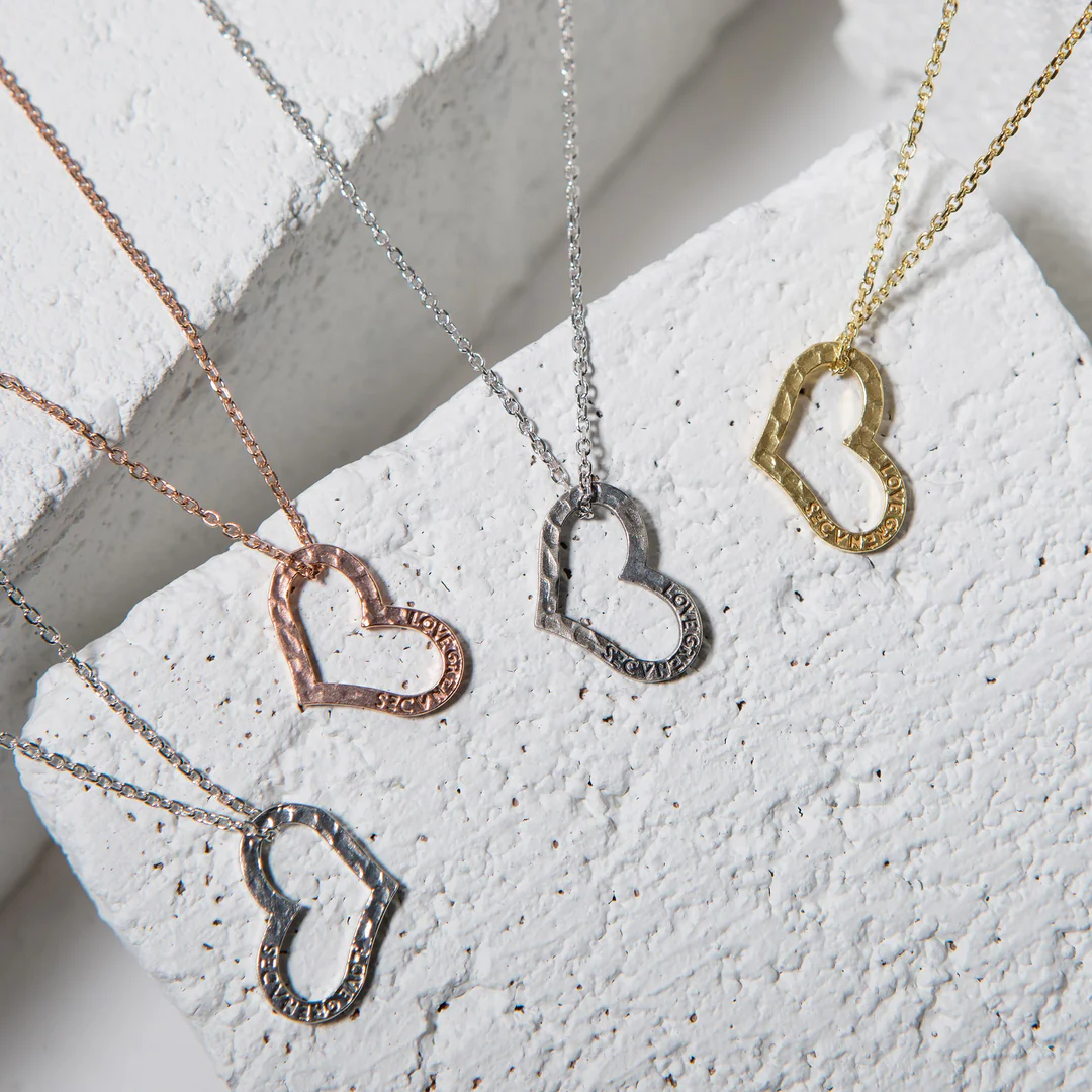 LG103 LOVE GRENADES Small open heart Necklace on 18inch chain