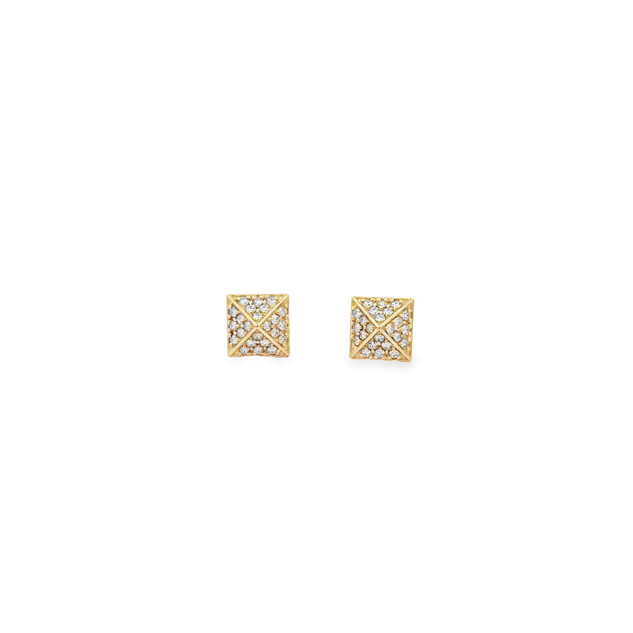 WD1312 14kt Gold Pave Square Stud earrings