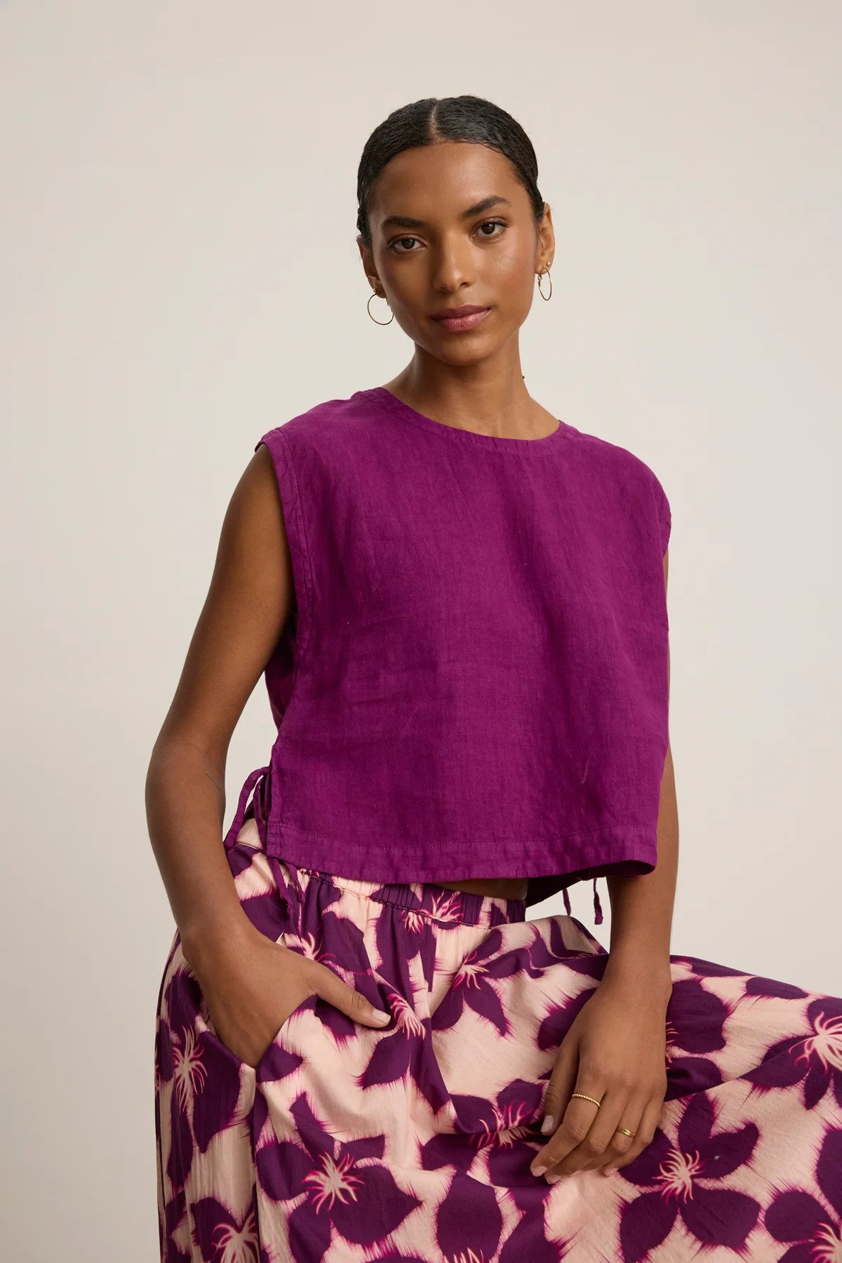 TAVIA07g Velvet Tavia Linen Top