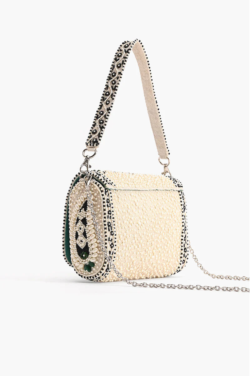 America & Beyond Emerald Stone Embellished Bag