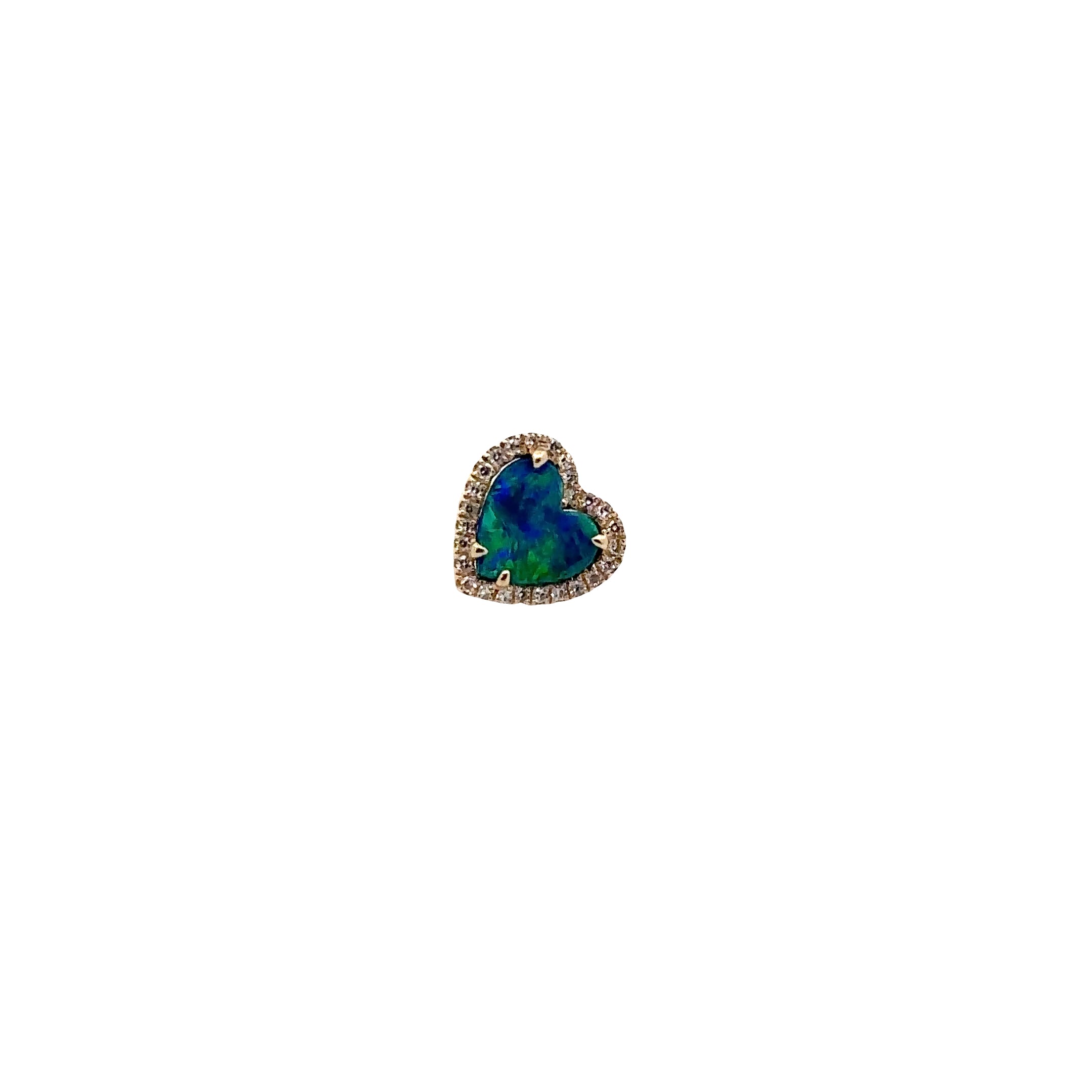333694 14kt gold Fire Opal Heart Stud Earrings with Diamond Halo