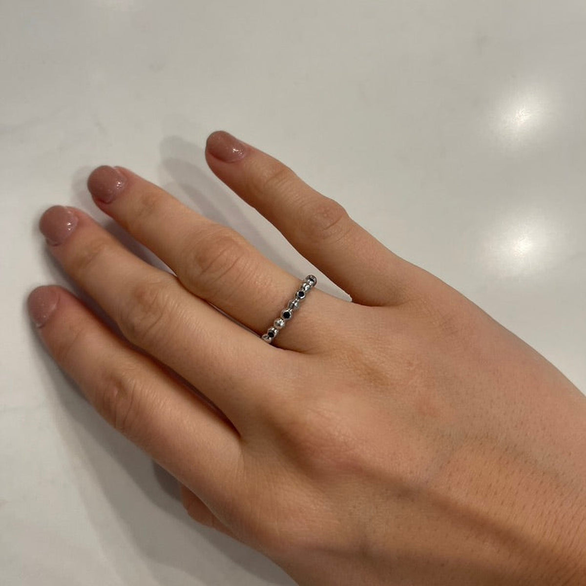 WD880 14kt Bubble Diamond Band worn on hand
