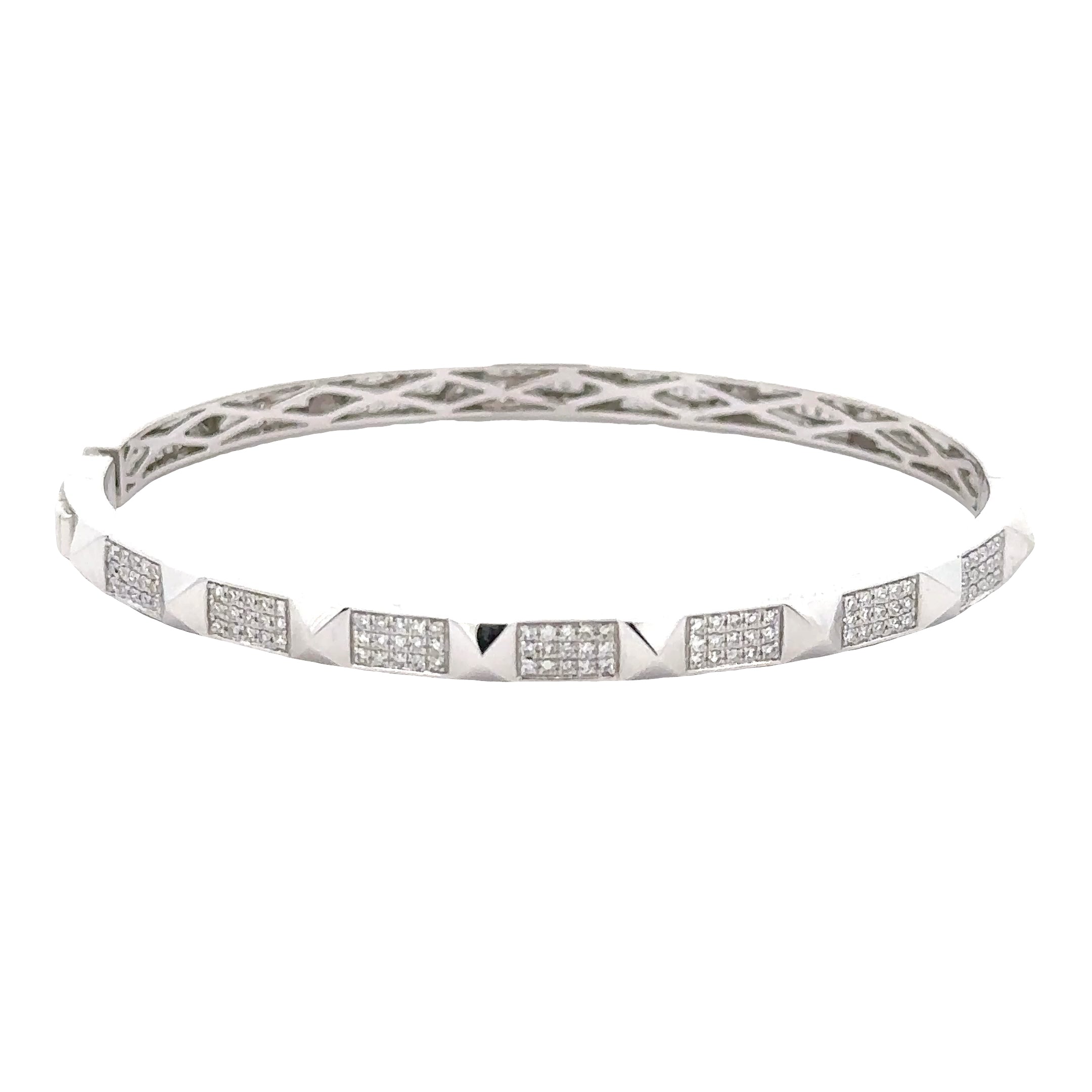 WD1898 14kt Gold Diamond Stud Bangle Cuff