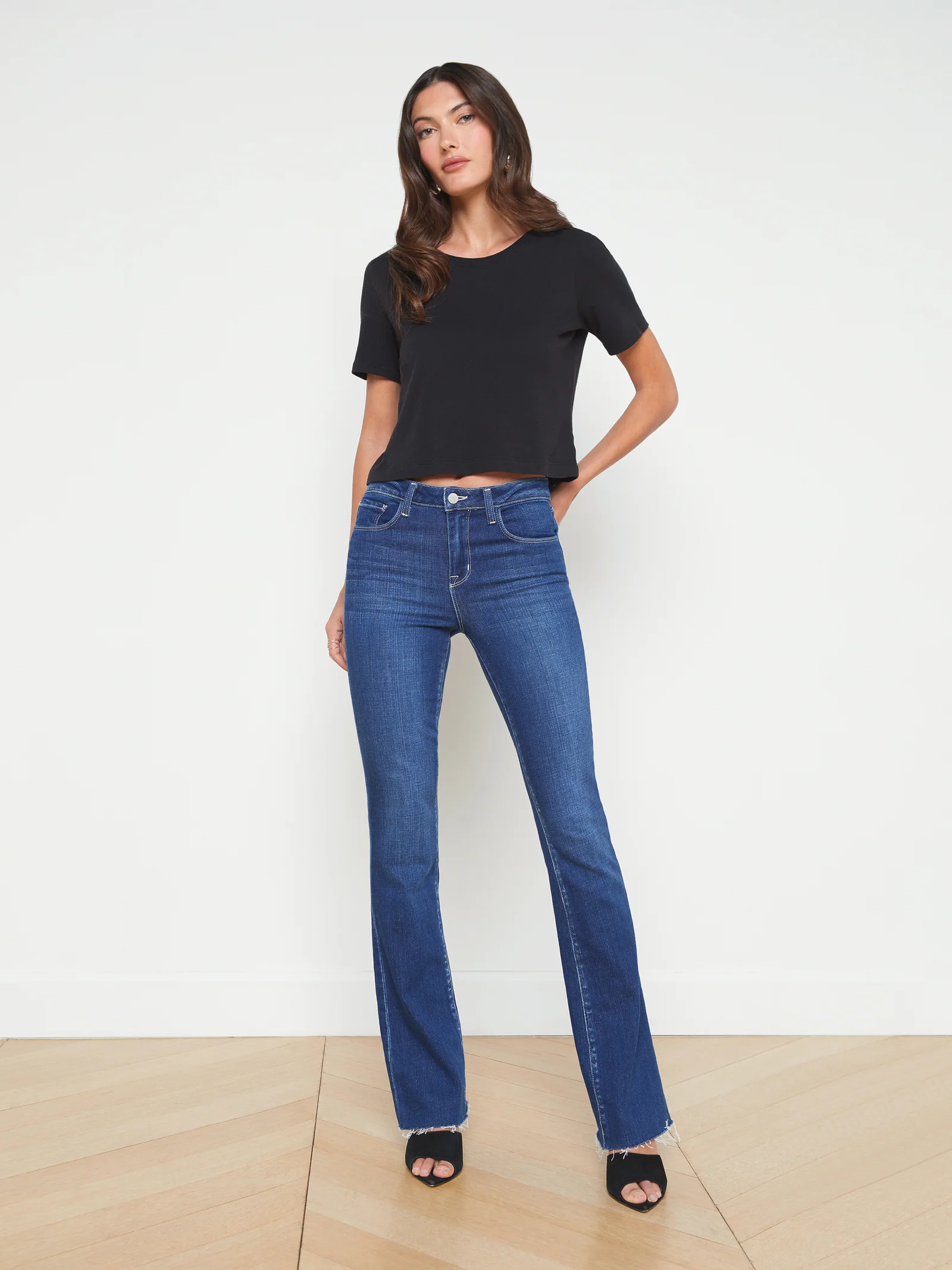 5768OCJb L'Agence Donna Cotton Cropped Tee