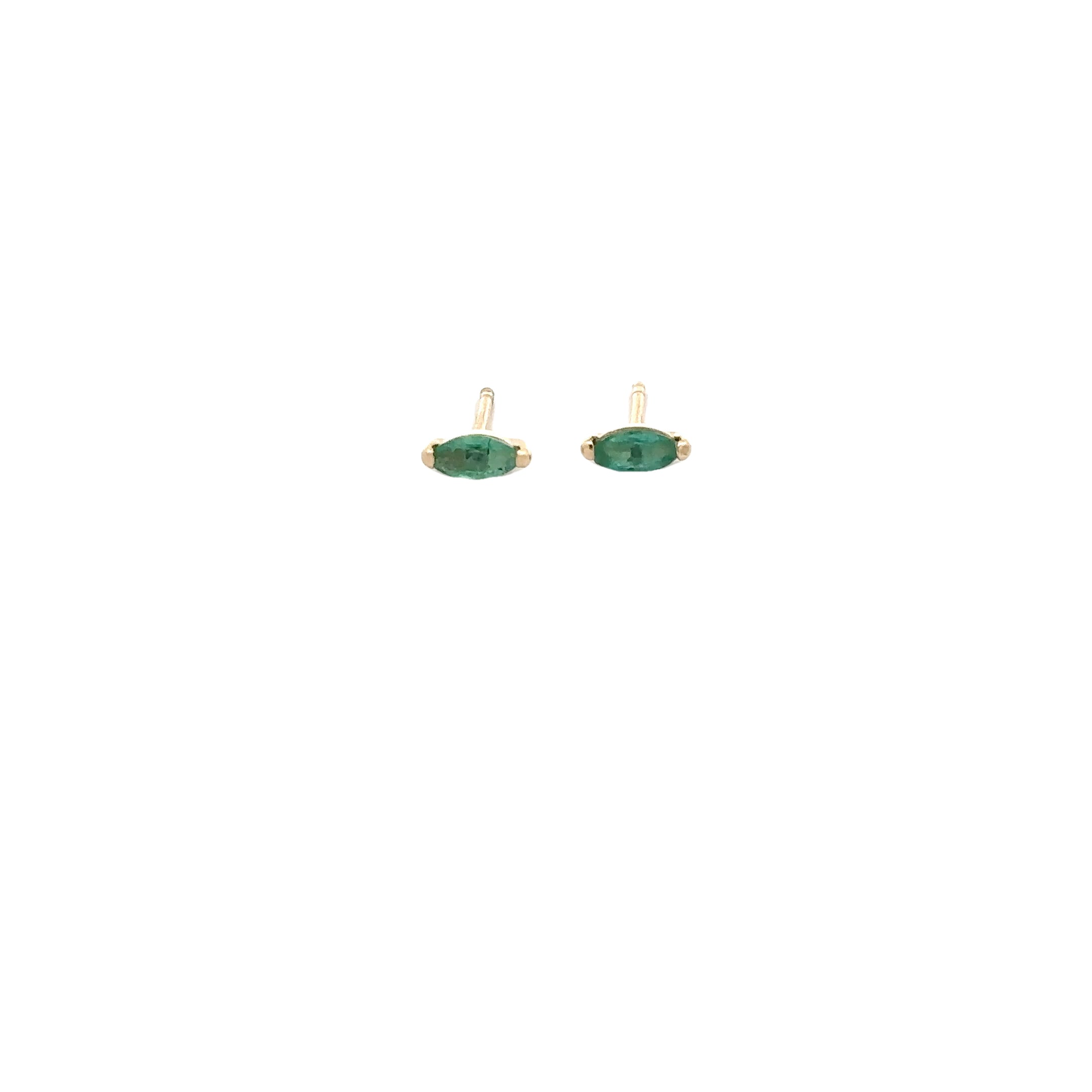 WD1774 14kt gold Emerald Marquise Stud Earrings