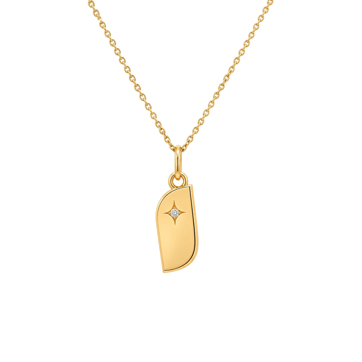 The STEPS Necklace in 14kt gold with diamond star on the Petite Pave Rolo Chain #Chain_Add 18" Petite Pavé Rolo Chain