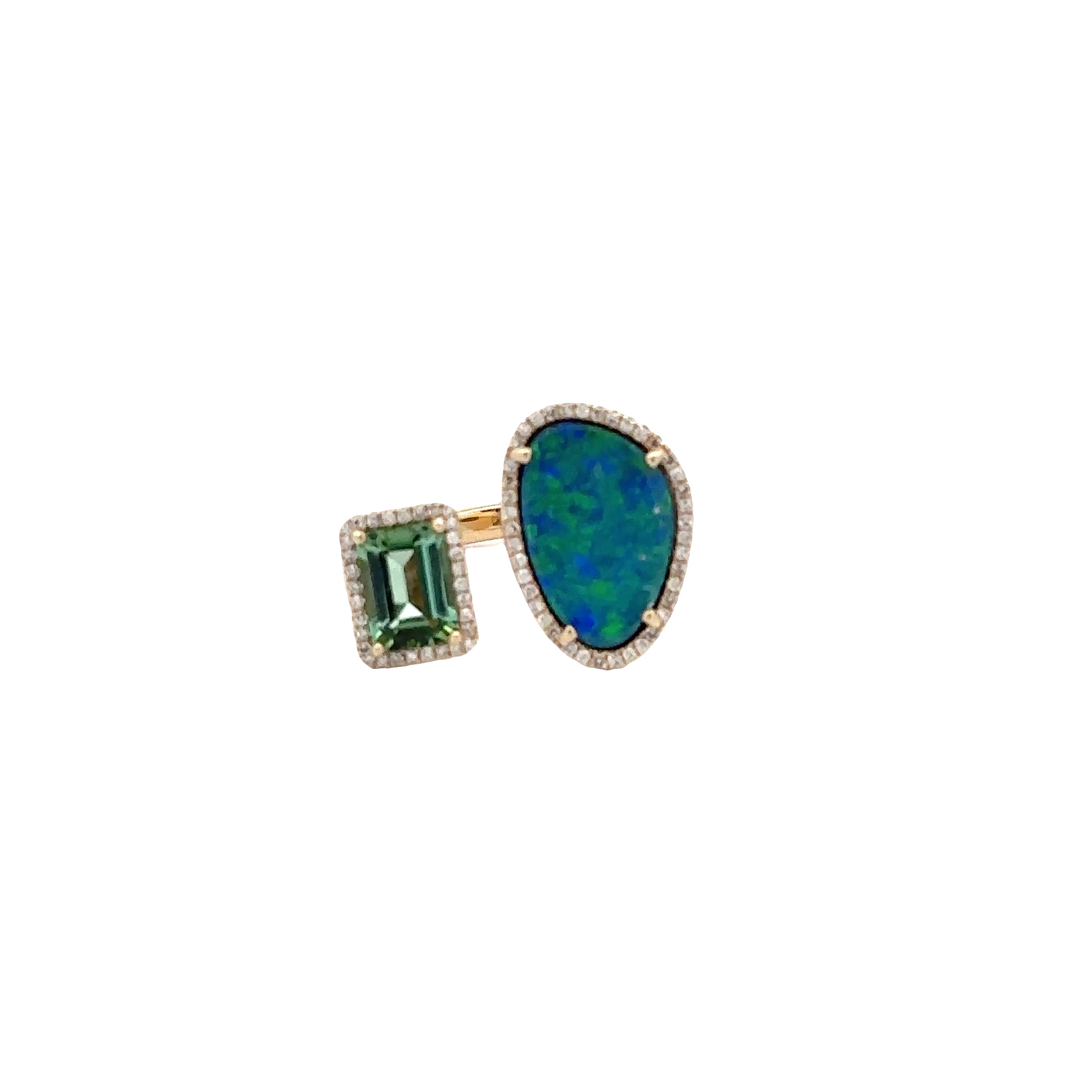 Wd 1885 Opal and Green Tourmaline Ring