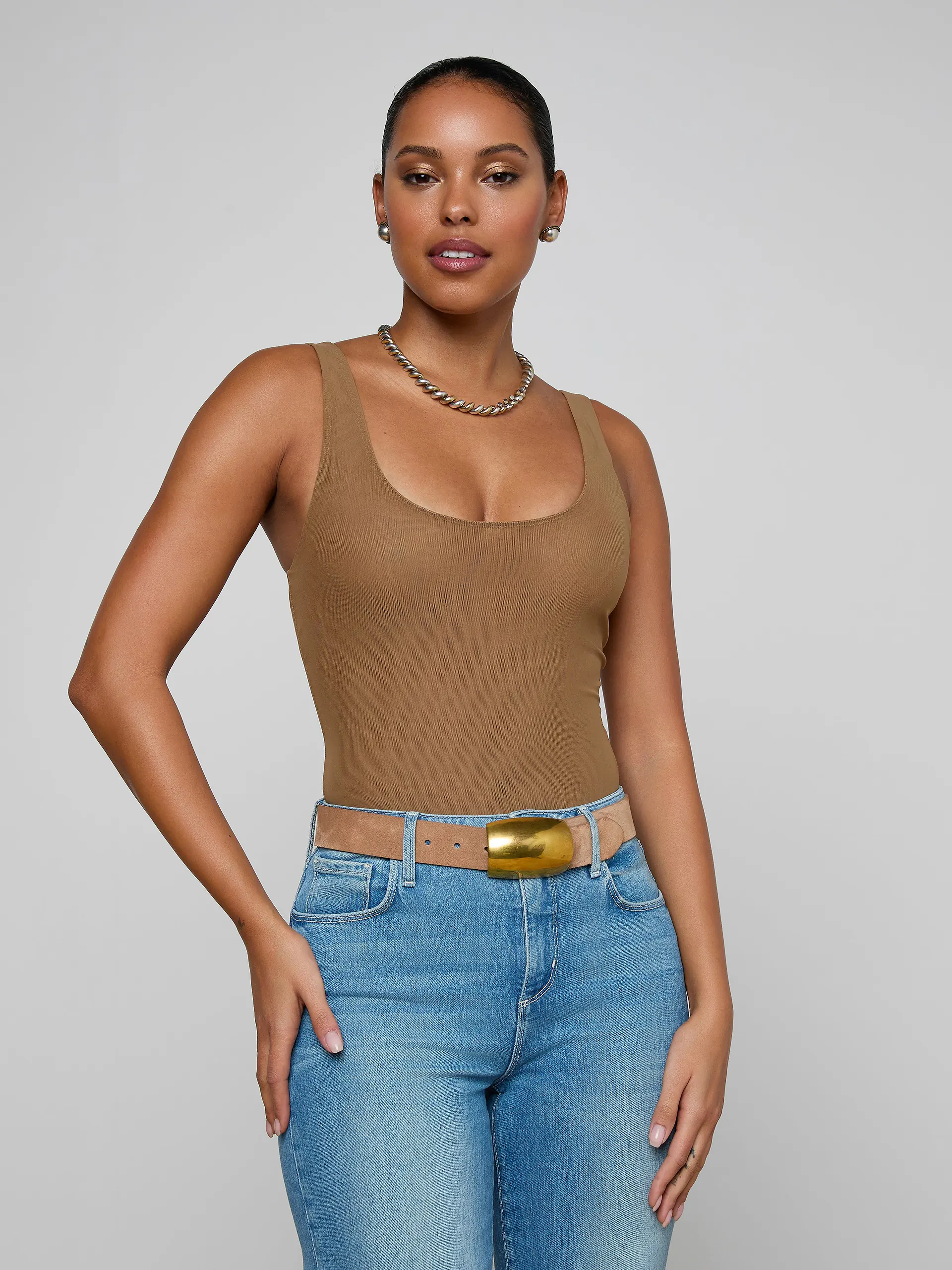 5842PRMdkmk L'AGENCE Kalea Mesh Bodysuit